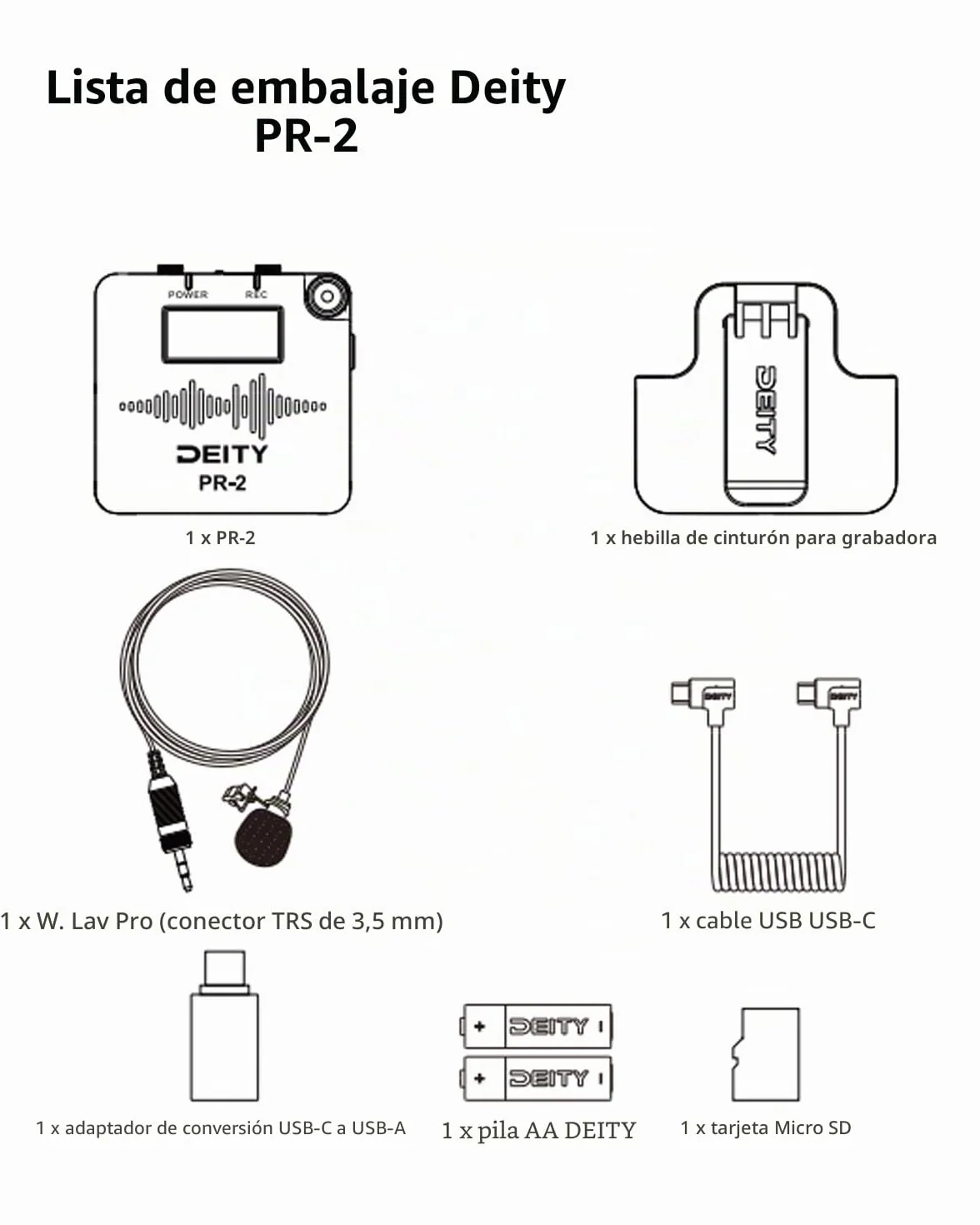 Deity PR-2 Grabadora de Bolsillo con Micrófono de Solapa, Grabación en 32 bits Float, Control por App Sidus Audio, Ideal para Entrevistas, Podcasts, Grabaciones Exteriores y Producción de Video