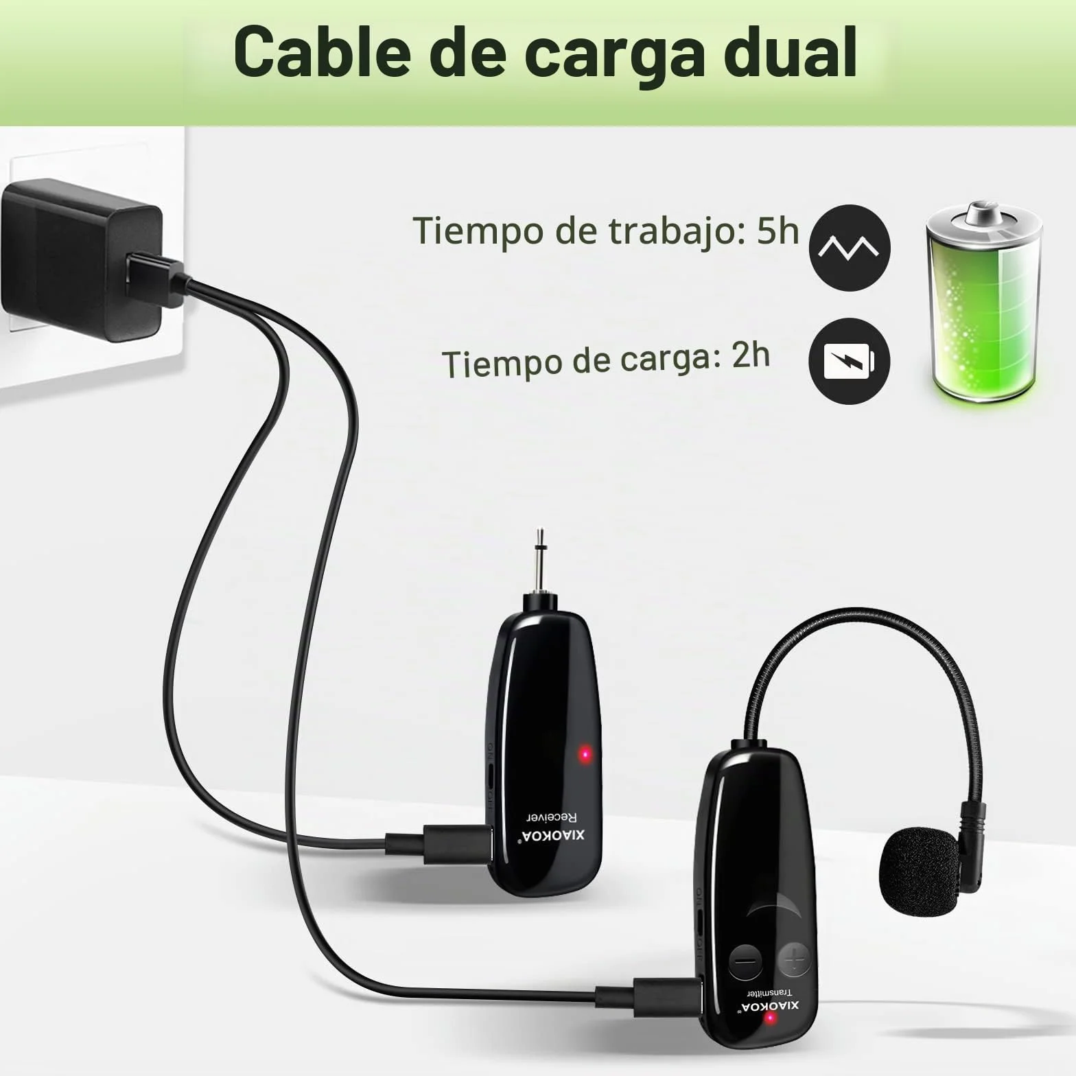 Micrófono Inalámbrico,Micrófono de Diadema Inalámbrico, UHF Wireless Microphone con Pantalla Digital LED,para Amplificador/Altavoz/Sistema PA