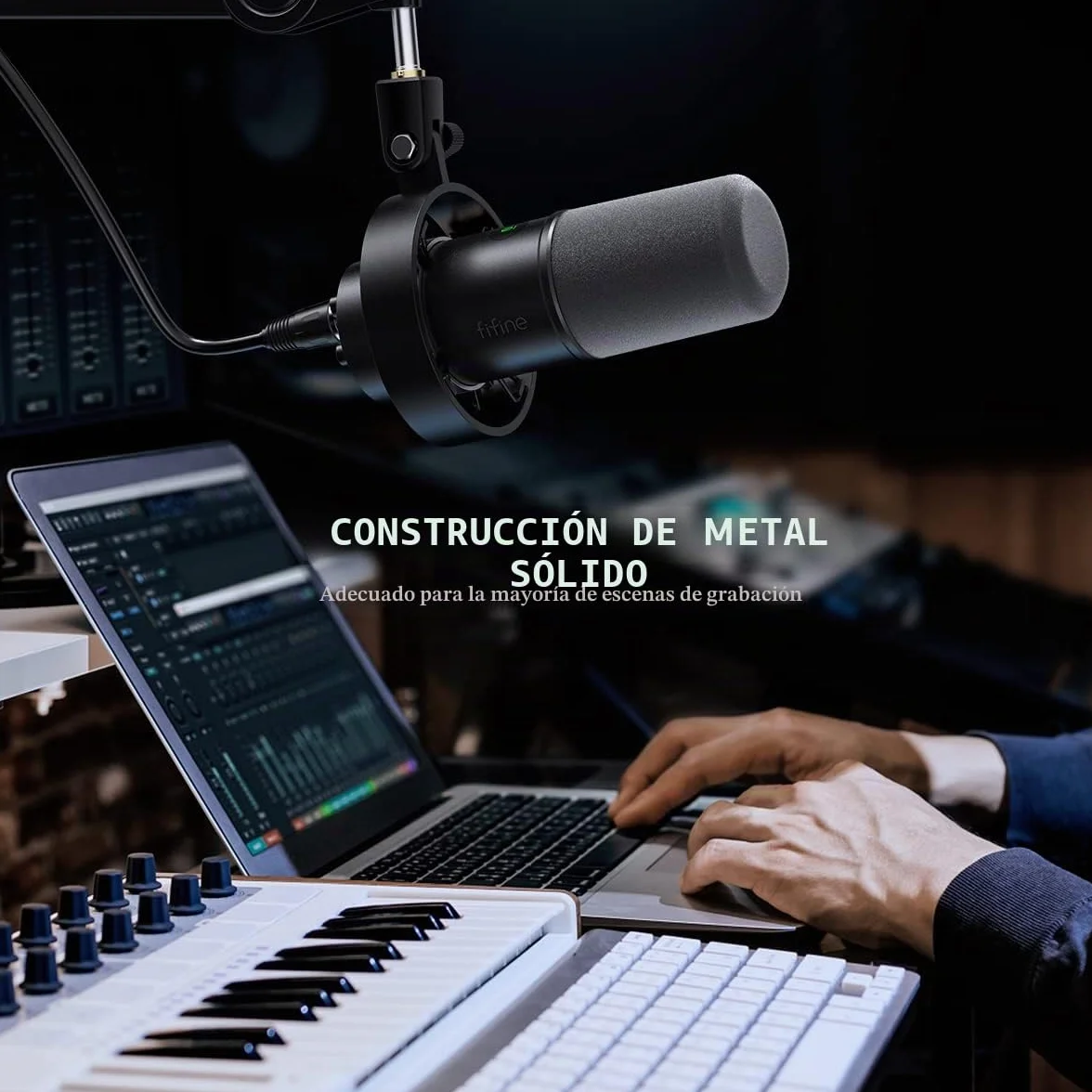 FIFINE XLR Studio Micrófono Dinámico de Podcast, RGB Gaming Micrófono USB per Ordenador PS4 PS5, para Podcast Estudio Streaming Podcasting Grabación