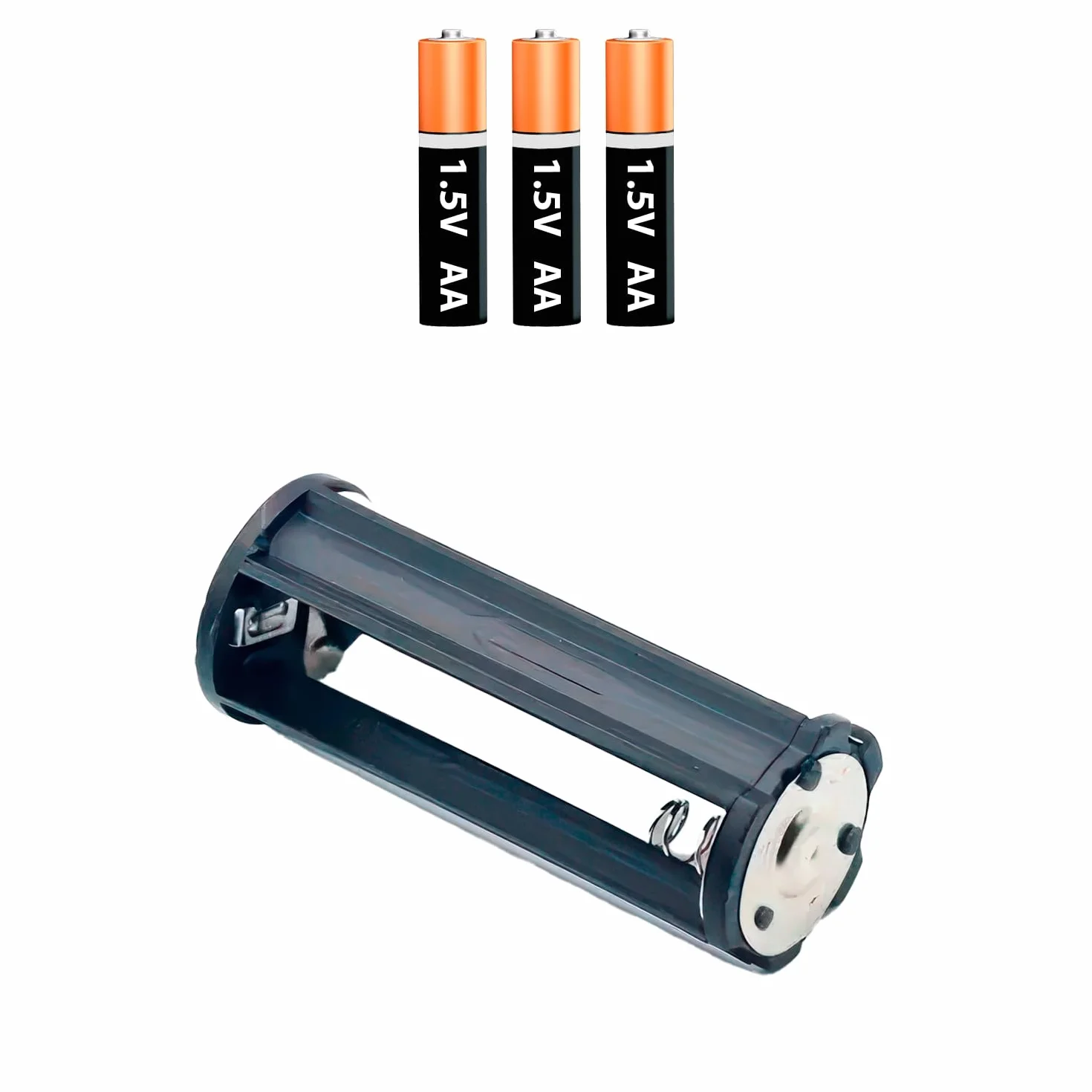 CABLEPELADO - Portapilas cilíndrico | Soporte de Batería AA | Conexión por Soldadura | Voltaje Total: 4.5V (1.5V por Pila) | Apto para 3 Pilas FR06, HR06, LR06