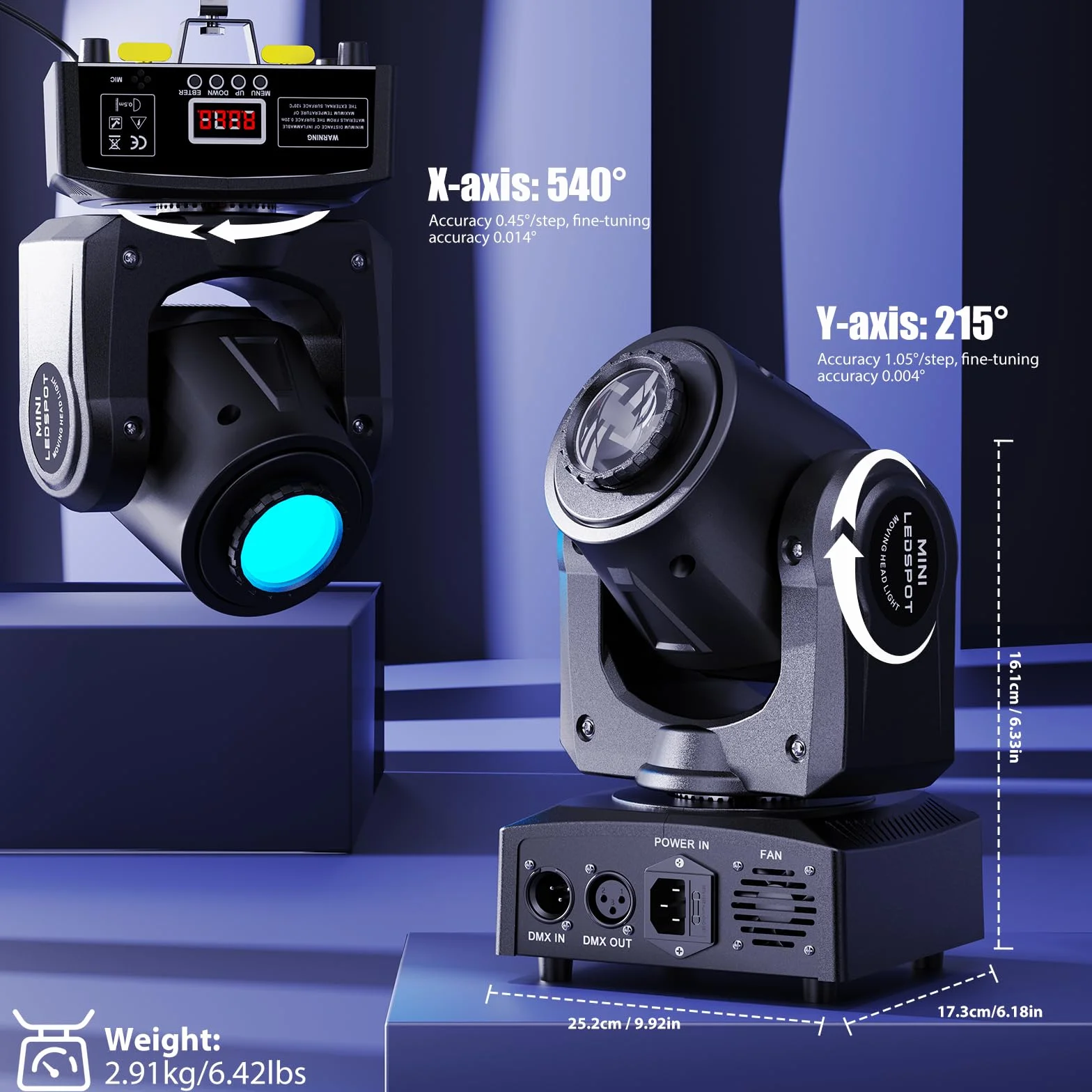 4PCS Cabeza Movil LED 60W con Flightcase 8 Gobos 8 Colores Beam Luz de Discoteca RGBW 9/11 Canales para DJ Club Navidad Bar Fiesta