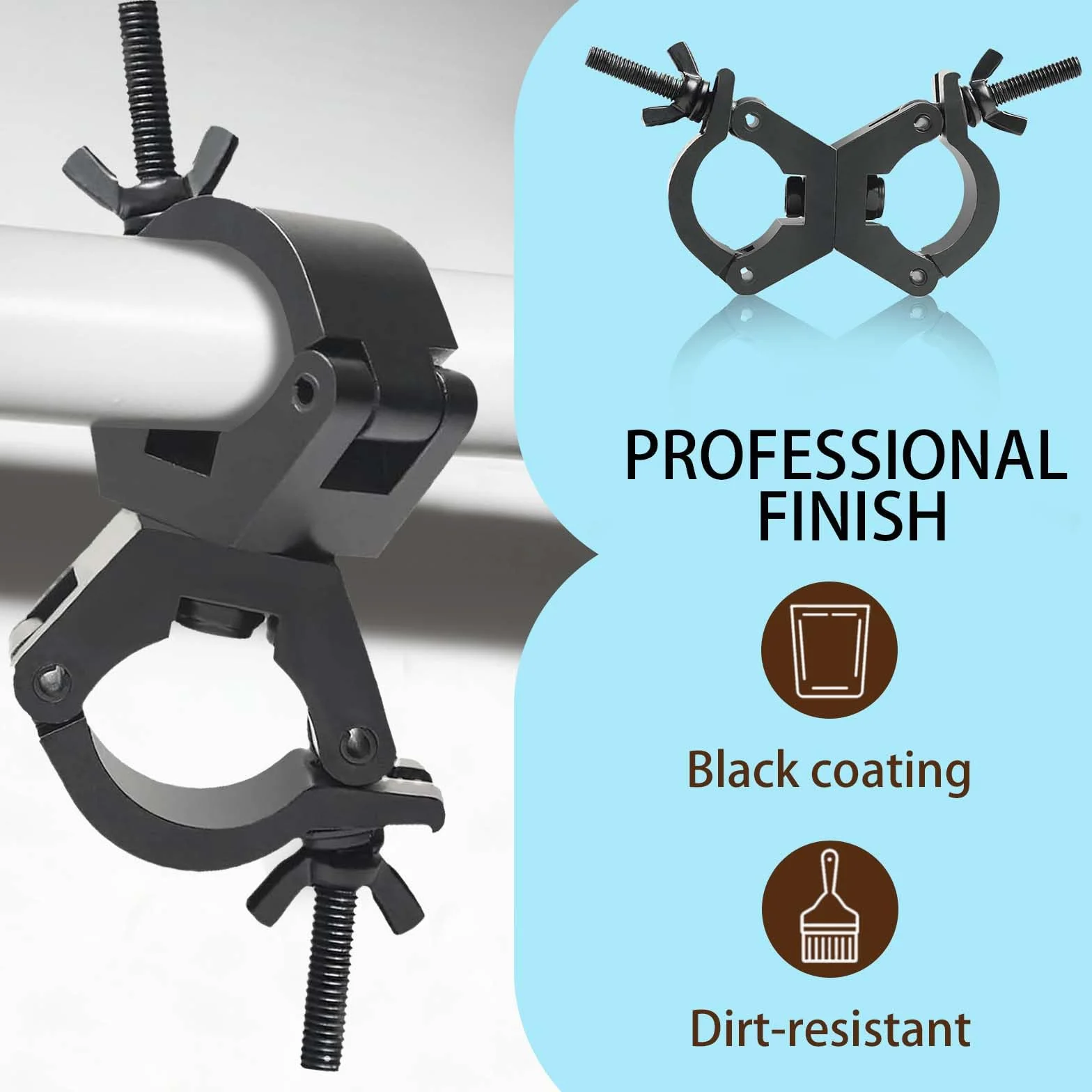 4Pack Garras para Truss Clamp Doble Abrazadera Giratoria Luz Escenario, Gancho para Truss 29-35mm Garras Luces Lighting Hook Clamps, Carga 80kg Andamiaje Soporte Luz Enganche Colgar para Cabeza Movil