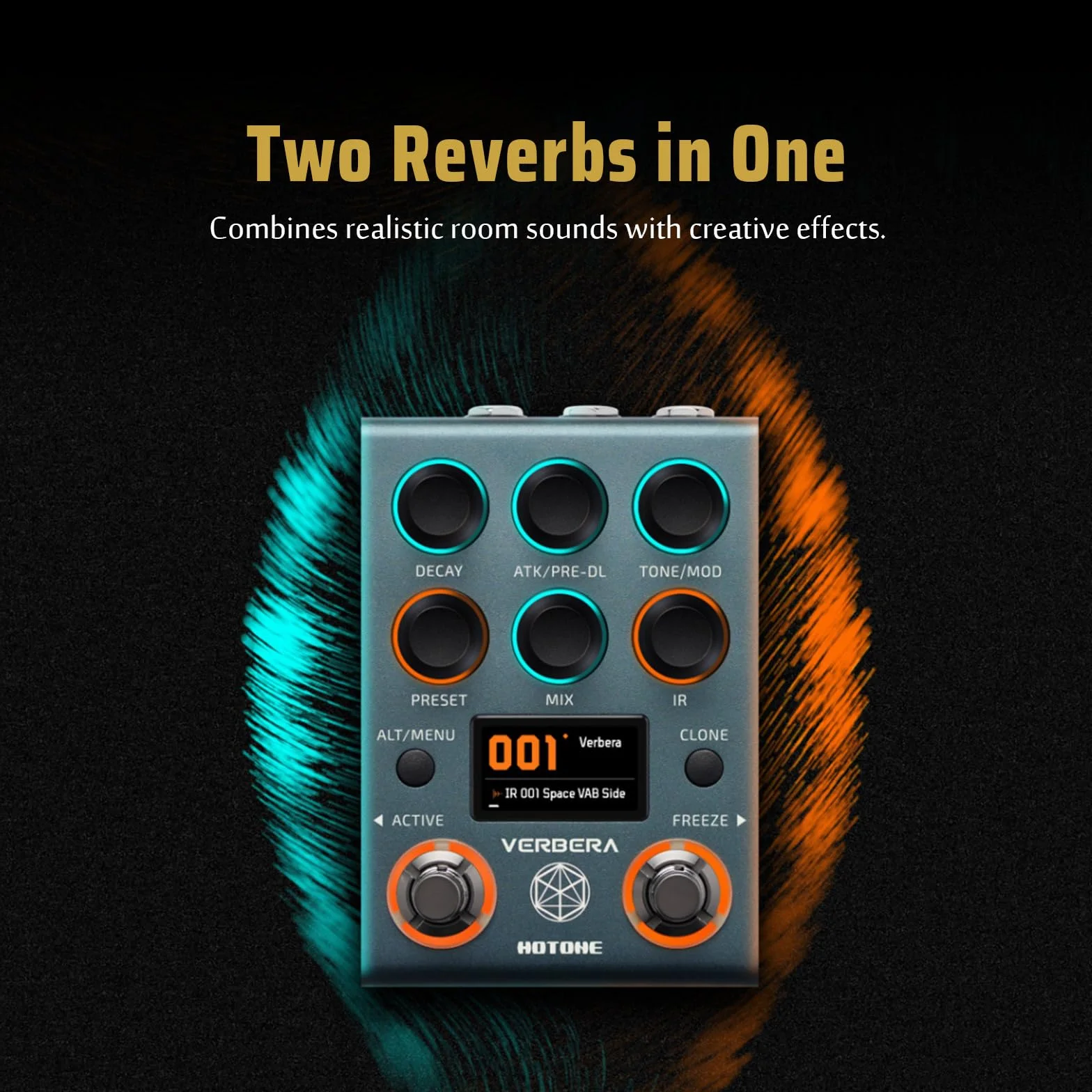 HOTONE Pedal de Reverb por Convolución de Hardware con Carga Instantánea de IR, Diseño de Doble Motor, Clonación de IR y 120 Respuestas de Impulso Integradas Verbera NC-200