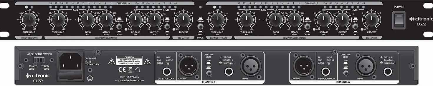 Best Price Square Compressor Stereo, Limitar/GATE CL22 by CITRONIC