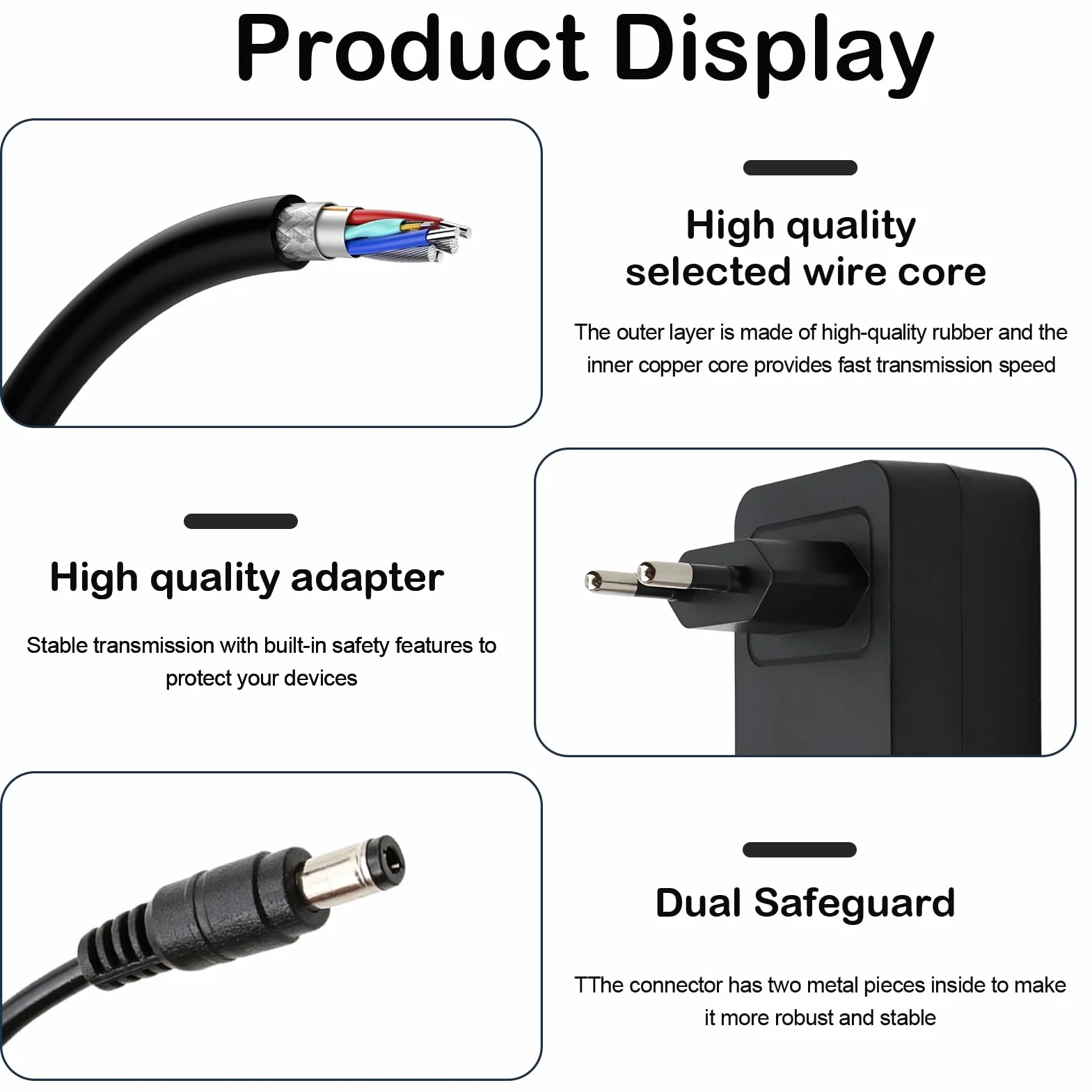 Adaptador de corriente 12 V 3 A 36 W universal AC-DC con conector 5,5 × 2,1 mm, alimentación 12 V para LED, cámaras, routers, altavoces, sistema telefónico, protección contra sobretensiones y