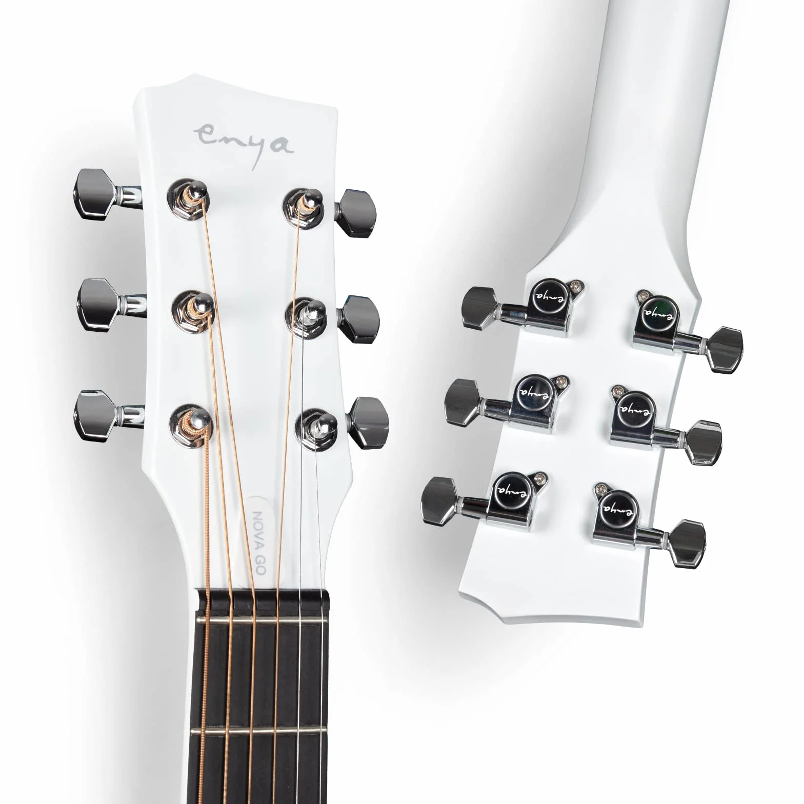 Enya Kit Guitarra Eléctrica Acústica - 1/2 Nova Go SP1 Blanca con pastilla Smart AcousticPlus Pequeña y liviana para niños Adultos Principiantes Set de iniciación Banda de Viaje