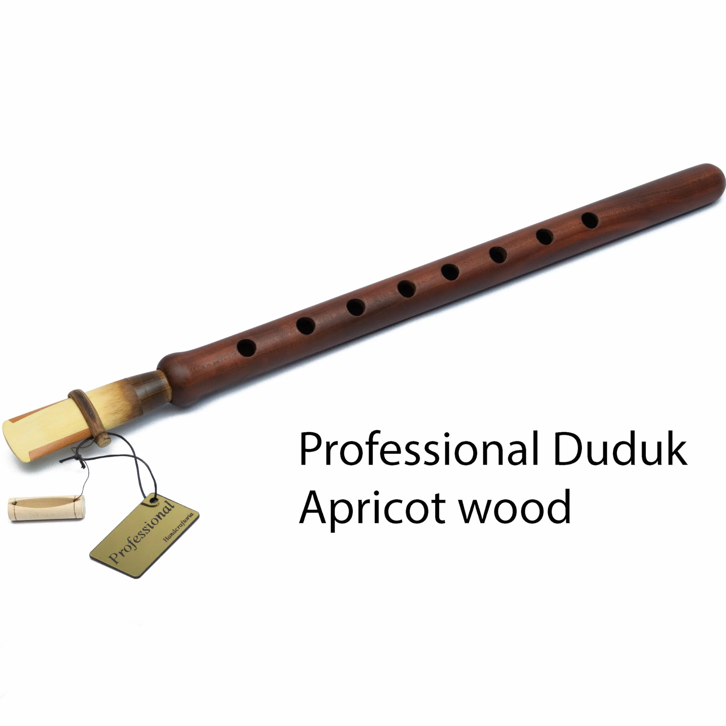HandCraftoria Instrumento profesional armenio DUDUK de madera de albaricoque, caja de madera cubierta con cuero, 1 caña profesional y 2 estándar, flauta oboe balaban viento
