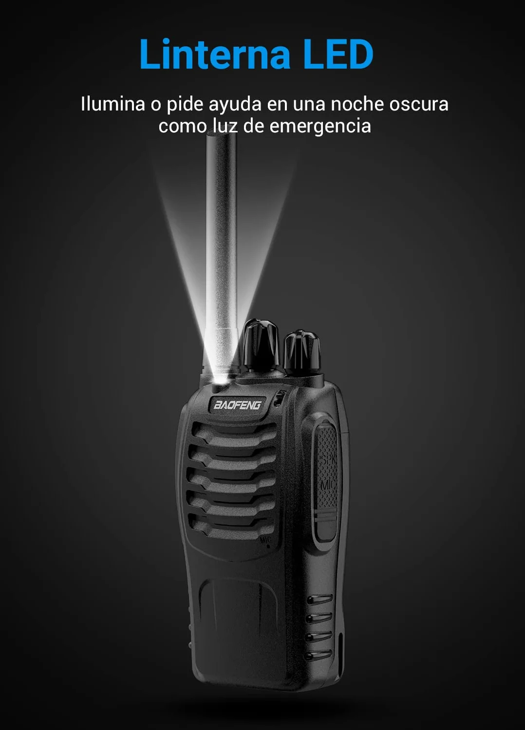 Baofeng Walkie Talkie Profesional PMR Radiocomunicación USB Recargable 16 Canales de Larga Distancia Portátil Walkie Talkies con Auriculares y Luz LED (Negro, 1 Pare)