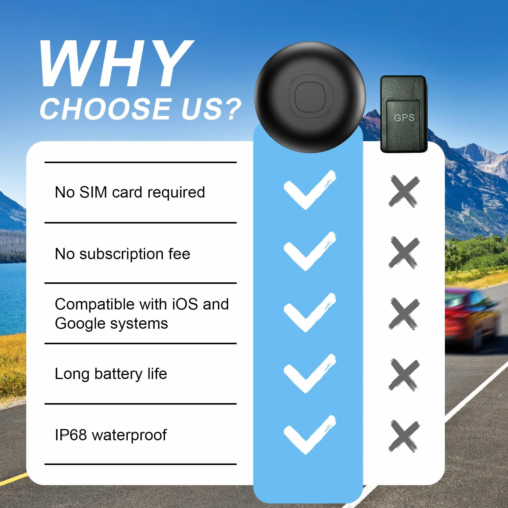Localizador GPS para Coche sin Suscripción Bluetooth Compatible iOS Android con Funda Protectora Llavero Silicona Magnética Negro