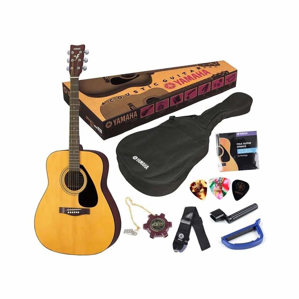 Yamaha F310P - Kit de guitarra clásica, color marrón y amarillo + Accesorios