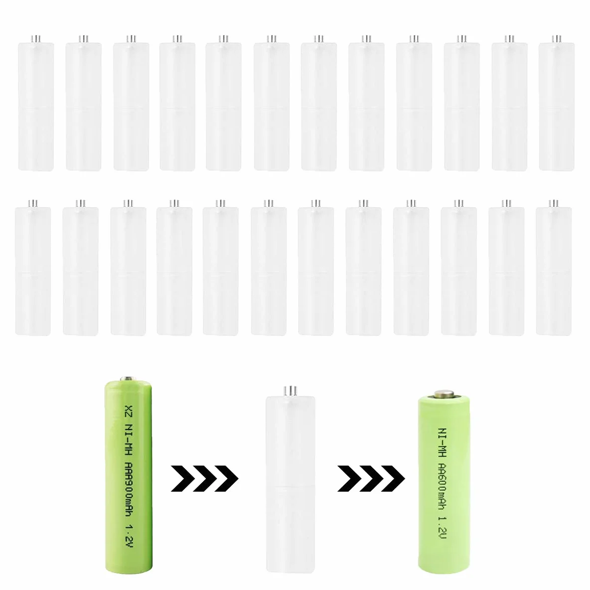 25 Pcs Batería Convertidor AAA a AA Soporte de Batería AAA Battery Holder para Hogar Viajes Aire Libre(50 * 14mm)