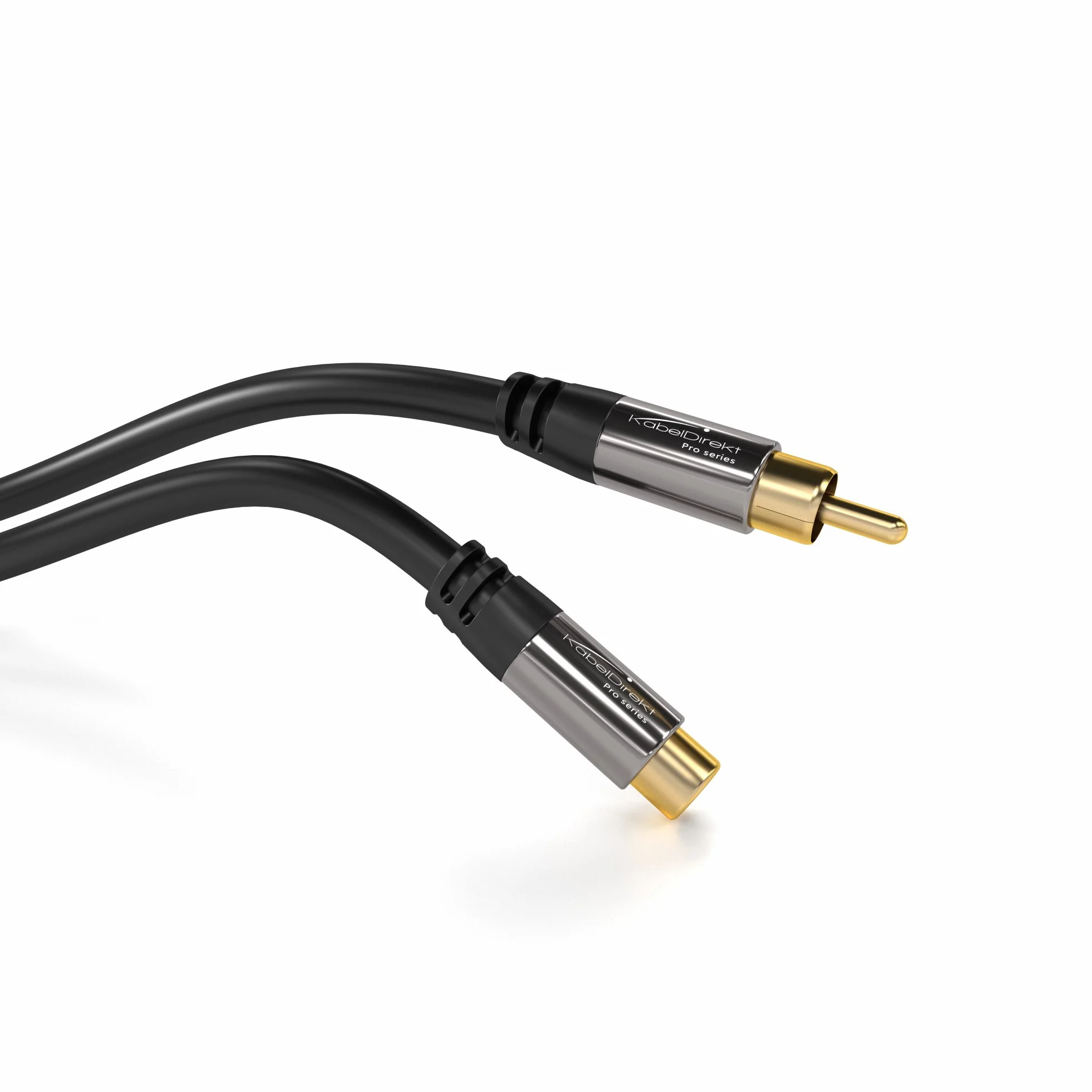 KabelDirekt – Cable de extensión Cinch, Audio/Digital/Video – 1,5m (cable coaxial, conectores macho/hembra RCA, para subwoofer/amplificador/HiFi, audio analógico/digital o video compuesto, 75 ohmios)