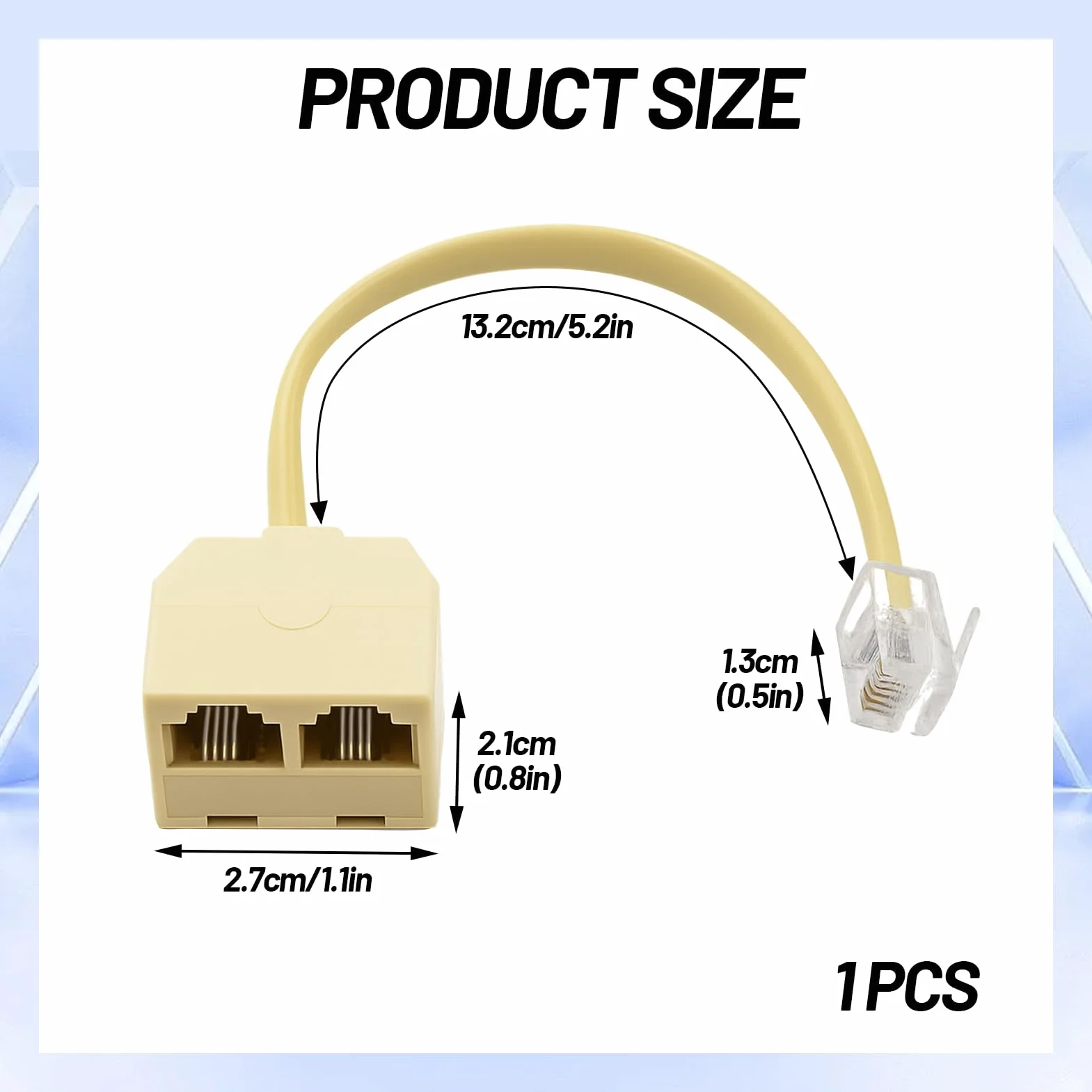 Bifurcador de Teléfono RJ11, Adaptador Divisor Macho a Doble RJ11, Splitter 6P4C/6P2C