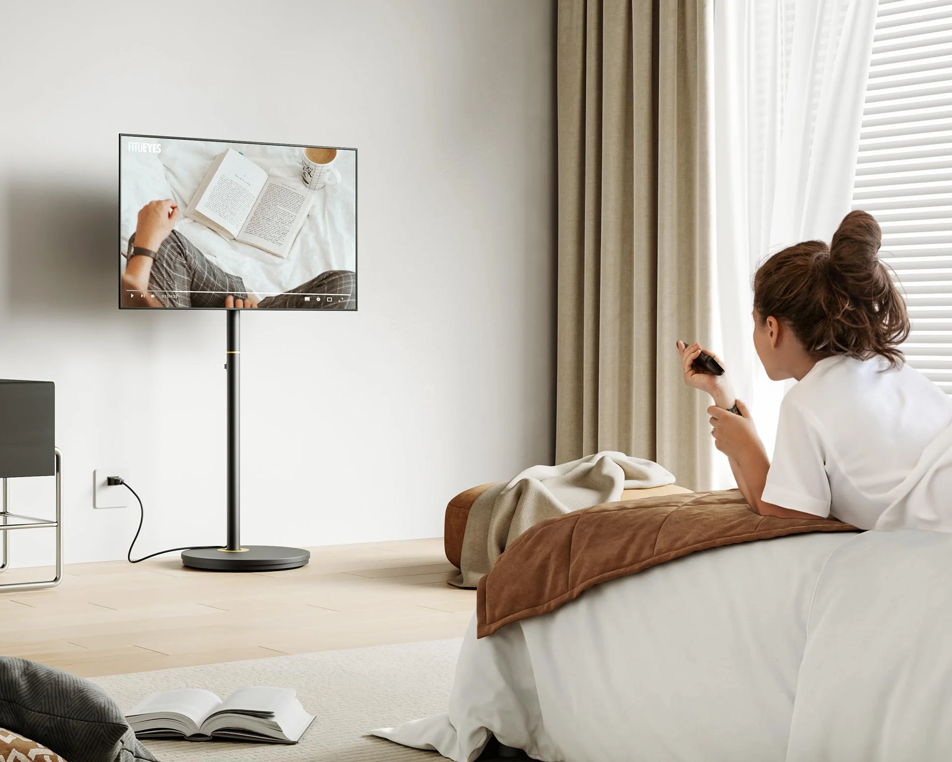 FITUEYES Soporte TV Pie para TV 24-48 Pulgadas Altura Regulable VESA 200x200 mm 20 kg Negro