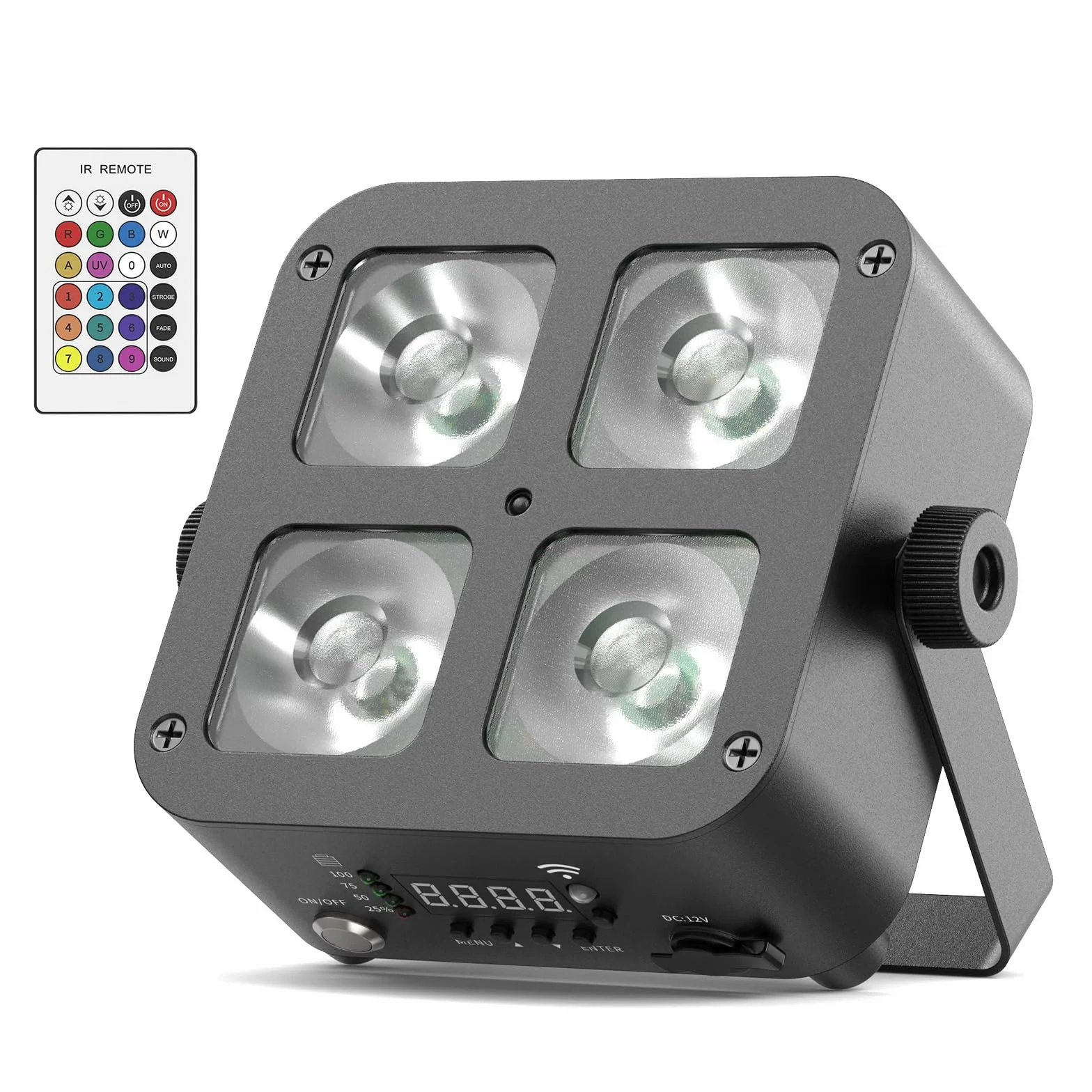 4PCS 100W Foco LED Par Light Batería Recargable,RGBWA+UV Luz de Escenario,Mini Luces Discoteca con Control Remoto/DMX/APP para Fiestas DJ Bar Show Boda Halloween Navidad