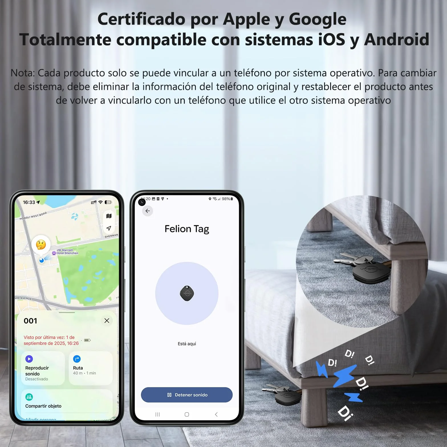 VOCOlinc Android Tag Smarttag 4 Pack, Bluetooth Item Tracker para Llaves, Cartera, Bicicleta, Maleta, Batería Reemplazable