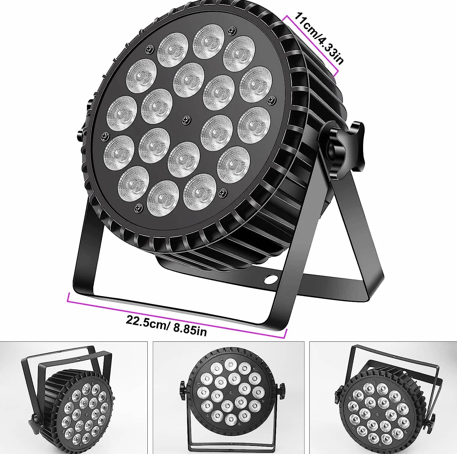 200W 18 LED Par UV+RGB de Escenario, DMX512, 8 Canales, Estroboscópica/Sonido/Modo Activo, Efecto DJ Para Espectáculos, Bares, Fiestas, Festivales de Música