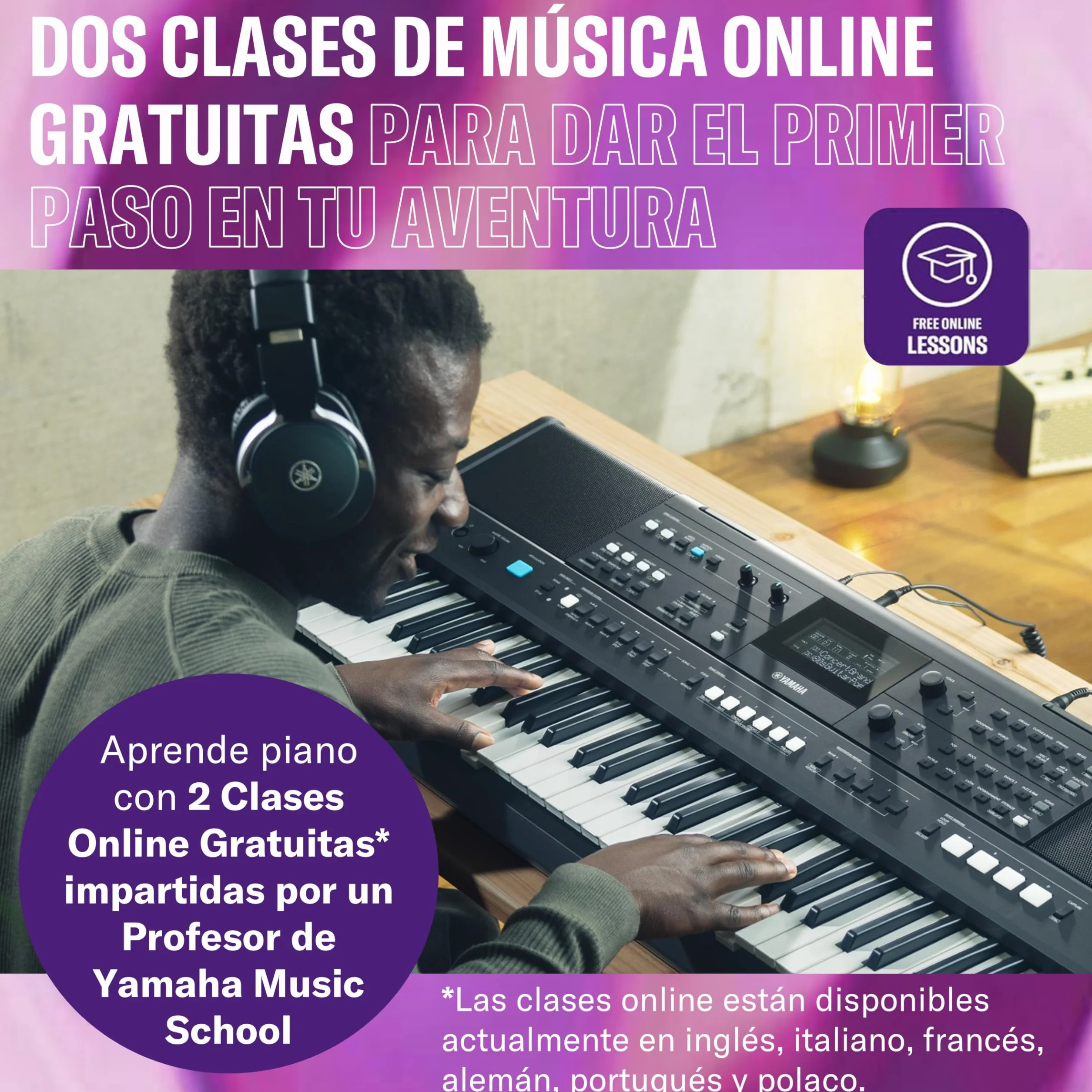 YAMAHA PSR-E483 – Teclado portátil moderno con 61 teclas sensibles a la pulsación, 860 Voces con 15 Super Articulation Lite, 345 Estilos, altavoces de alta potencia y USB-C – Negro