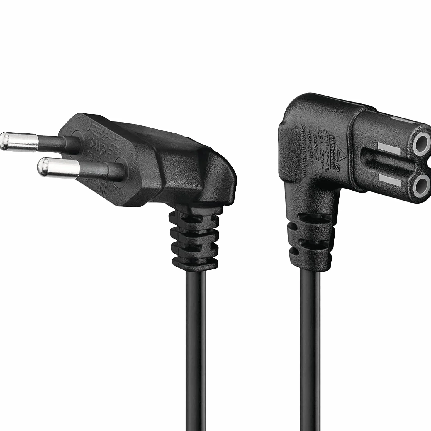 Cable de Alimentación IEC-320 C7 Acodado 0.75 mm² 3 Metros Negro Compatible con Samsung Philips LG Sony Sharp Panasonic LED TV PS4