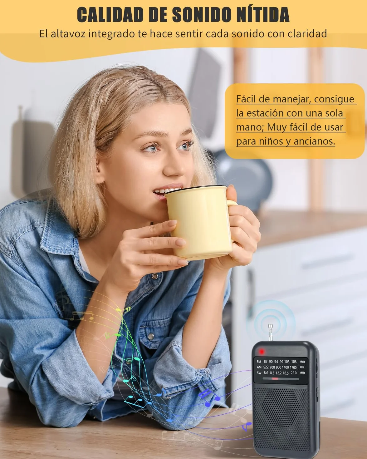 Radio portátil pequeña AM/FM/SW a pilas, mini radio de bolsillo con toma de auriculares