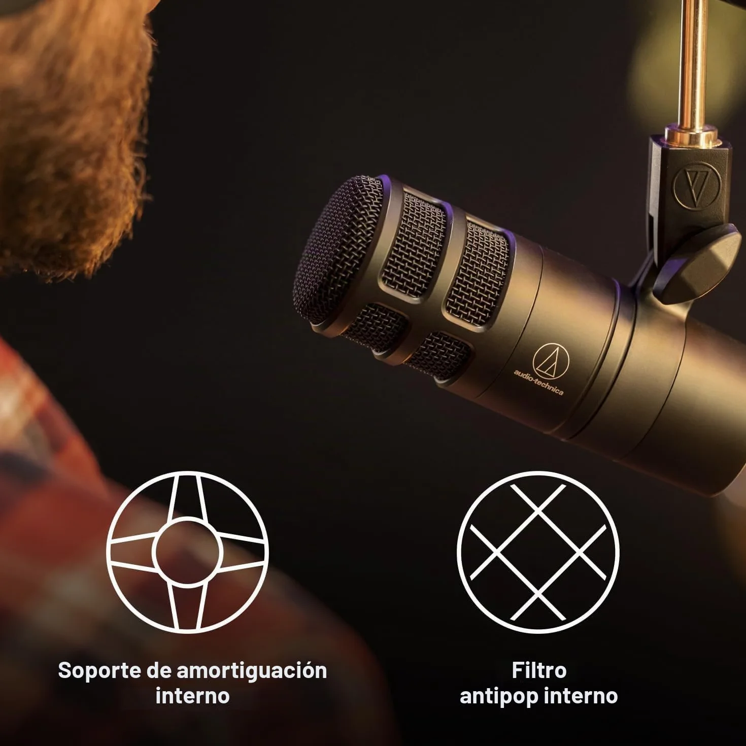 Audio-Technica 2040 Micrófono Dinámico Hipercardioide Para Podcast Negro