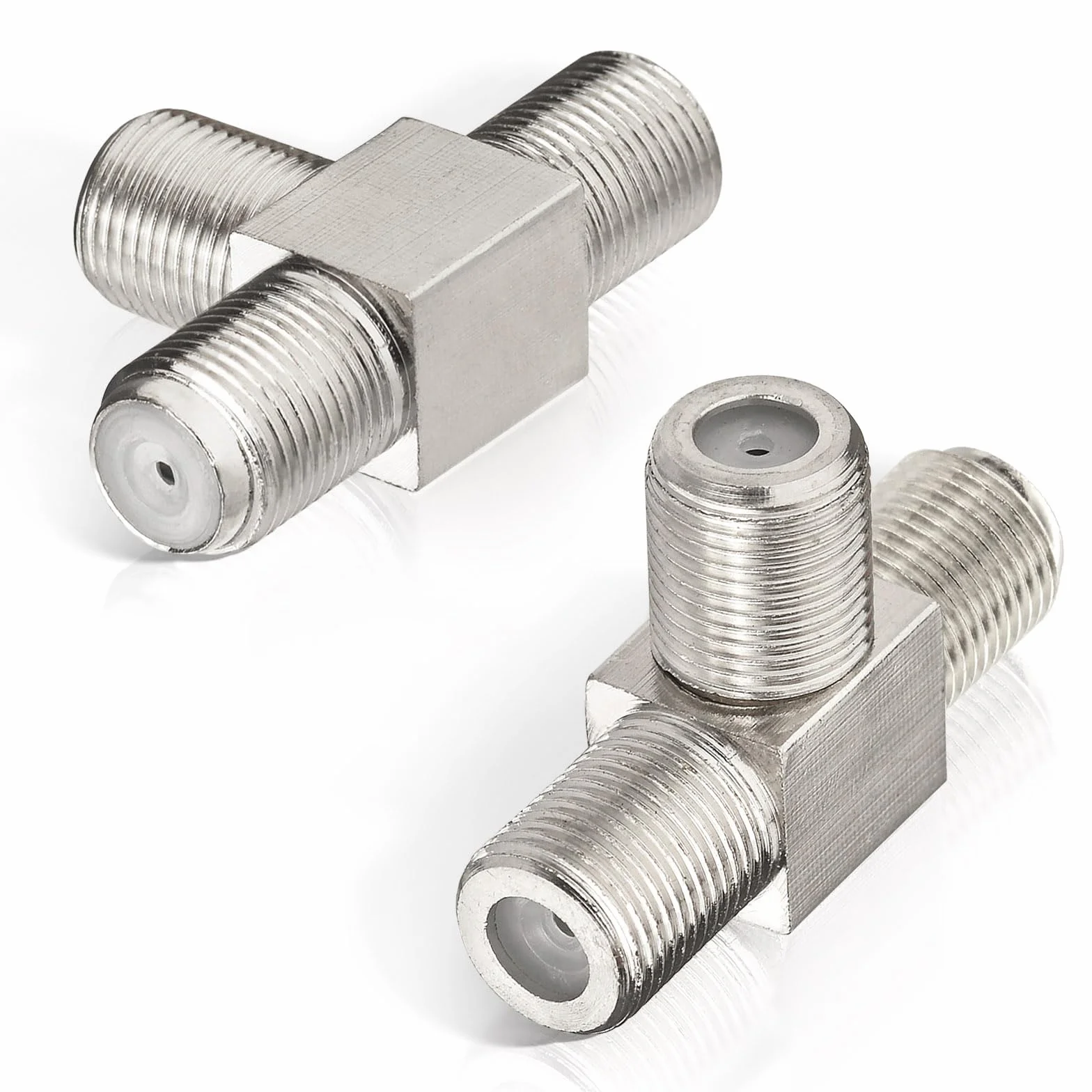 Superbat Divisor Tipo F de 75ohm Divisor F Hembra a Doble Hembra Divisor de TV de 2 Vías 2Piezas Divisor de Antena para TV VCR Antena Video Sintonizador Satélite etc.