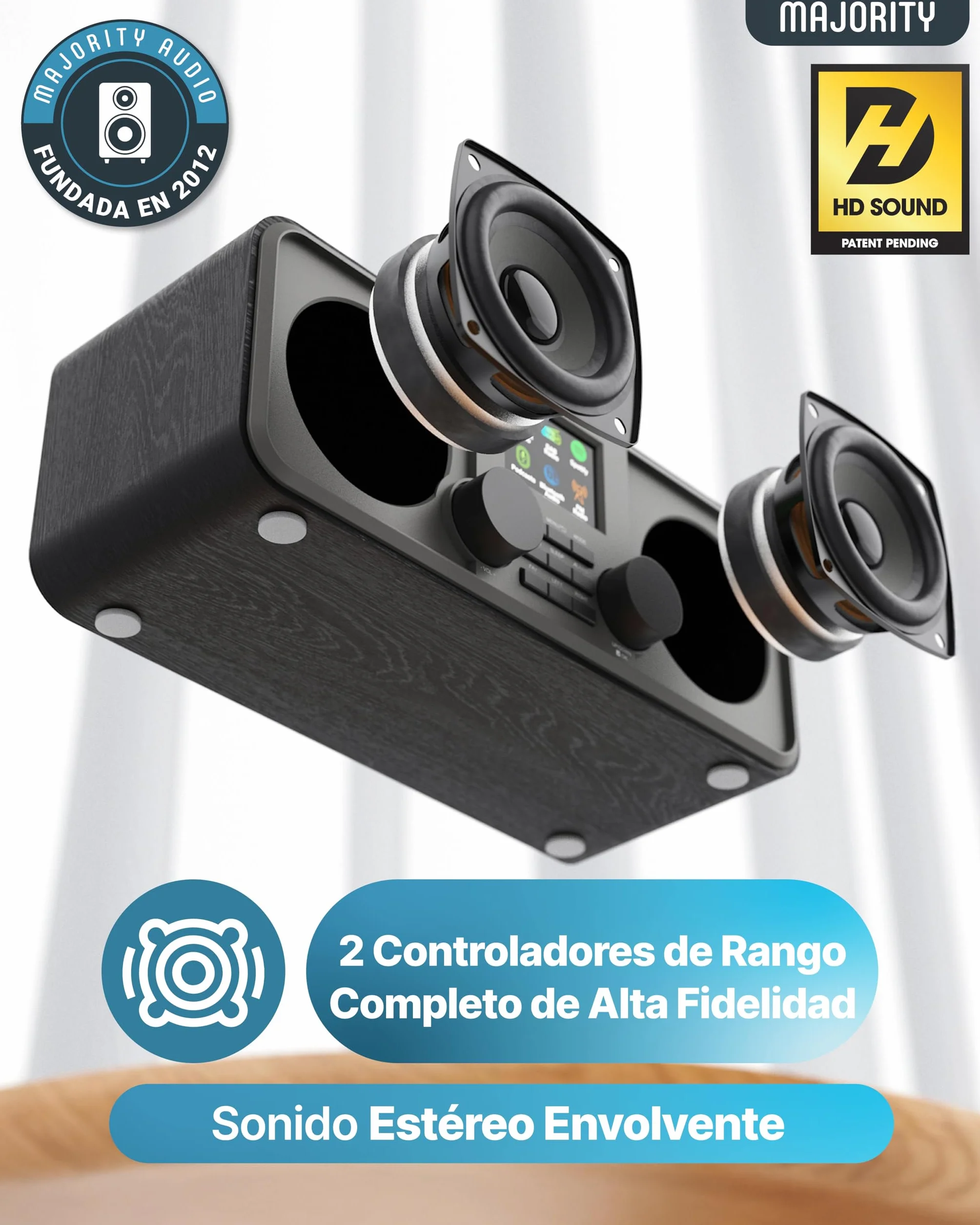 Radio Internet WiFi con Bluetooth | Radio Dab+ y FM | 2.0 Altavoces Estéreo | Spotify Connect y Podcasts | Mando a Distancia Incluido o Control con la Aplicación OKTIV | MAJORITY Rostock