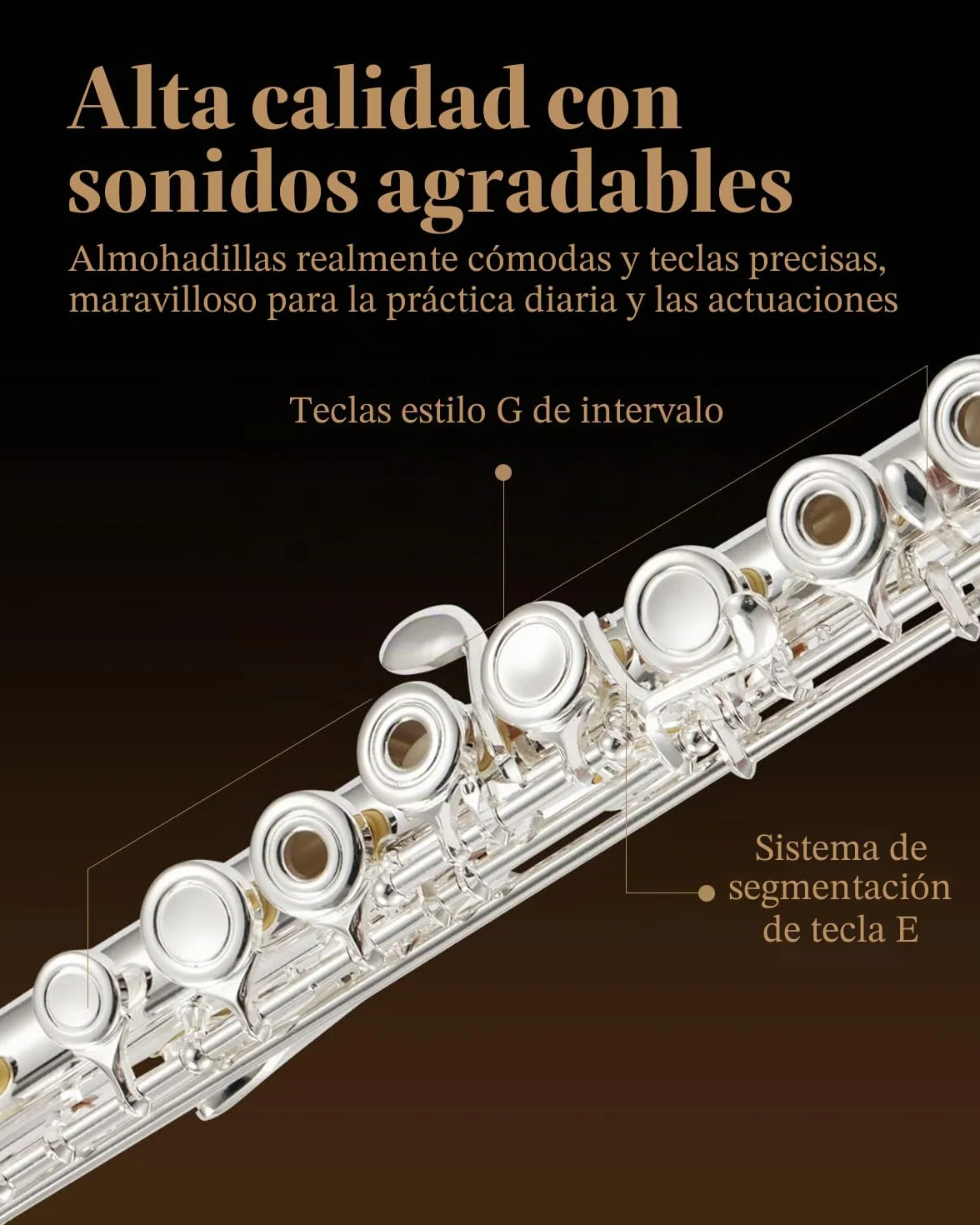 Eastar EFL-1 16 Keys Silver Plated Open/Close Hole C Flute