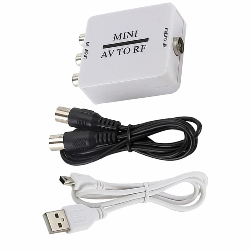 Convertidor de señal AV a RF para entrada compuesta RCA, adaptador modulador RF coaxial AV 2 RF compatible con TV, DVD, VCR y Play