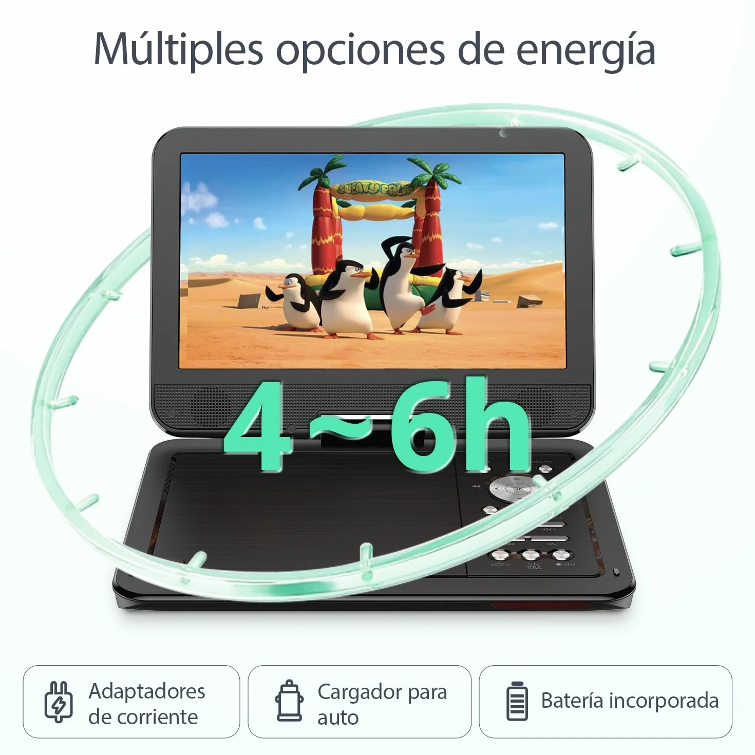 Yoton Reproductor de DVD Portátil 12,5'' Pantalla Giratoria HD 10,5'' Sin Restricción Regional