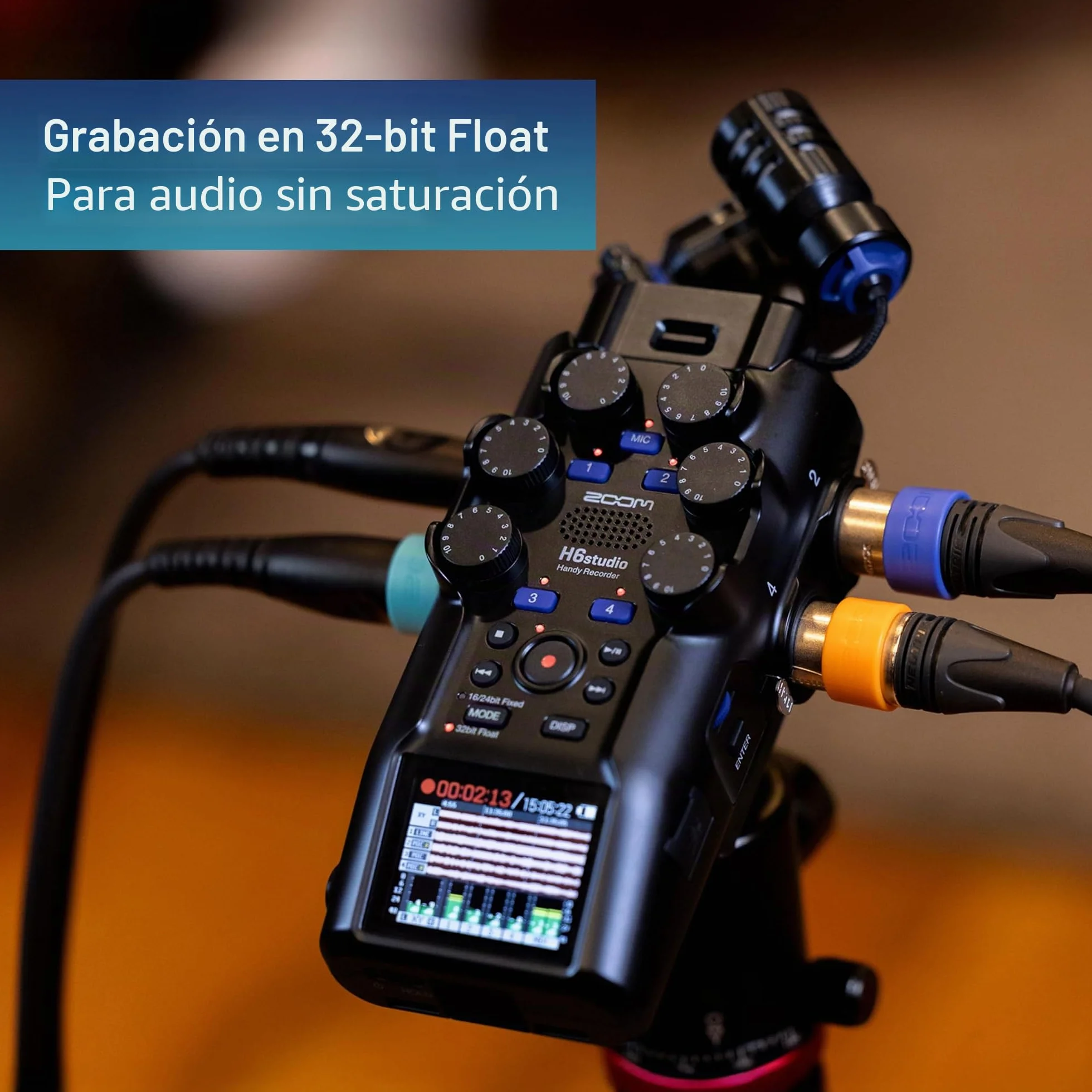 Zoom - H6Studio - Grabadora de 6 pistas a 32 bits coma flotante de 192 kHz con modo 16/24 bits, ganancia, limitadores, cápsula XYH-5e, modo de interface de audio Mac, PC, iOS, Android