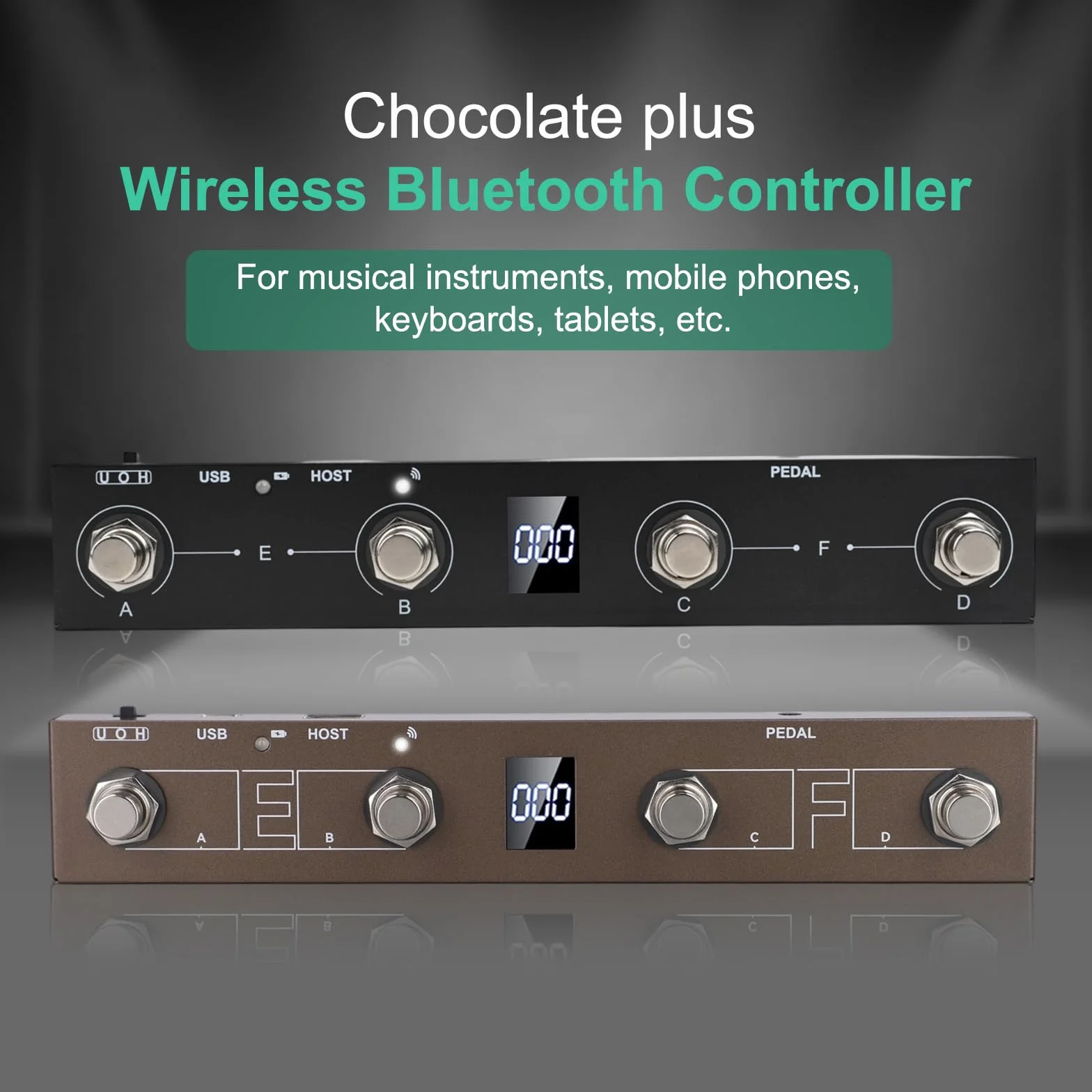 M-VAVE/Chocolate Plus - Controlador MIDI/pedal con 4 botones programables, construcción de metal, conectividad USB, batería recargable, 12 horas de reproducción para músicos y artistas (negro)