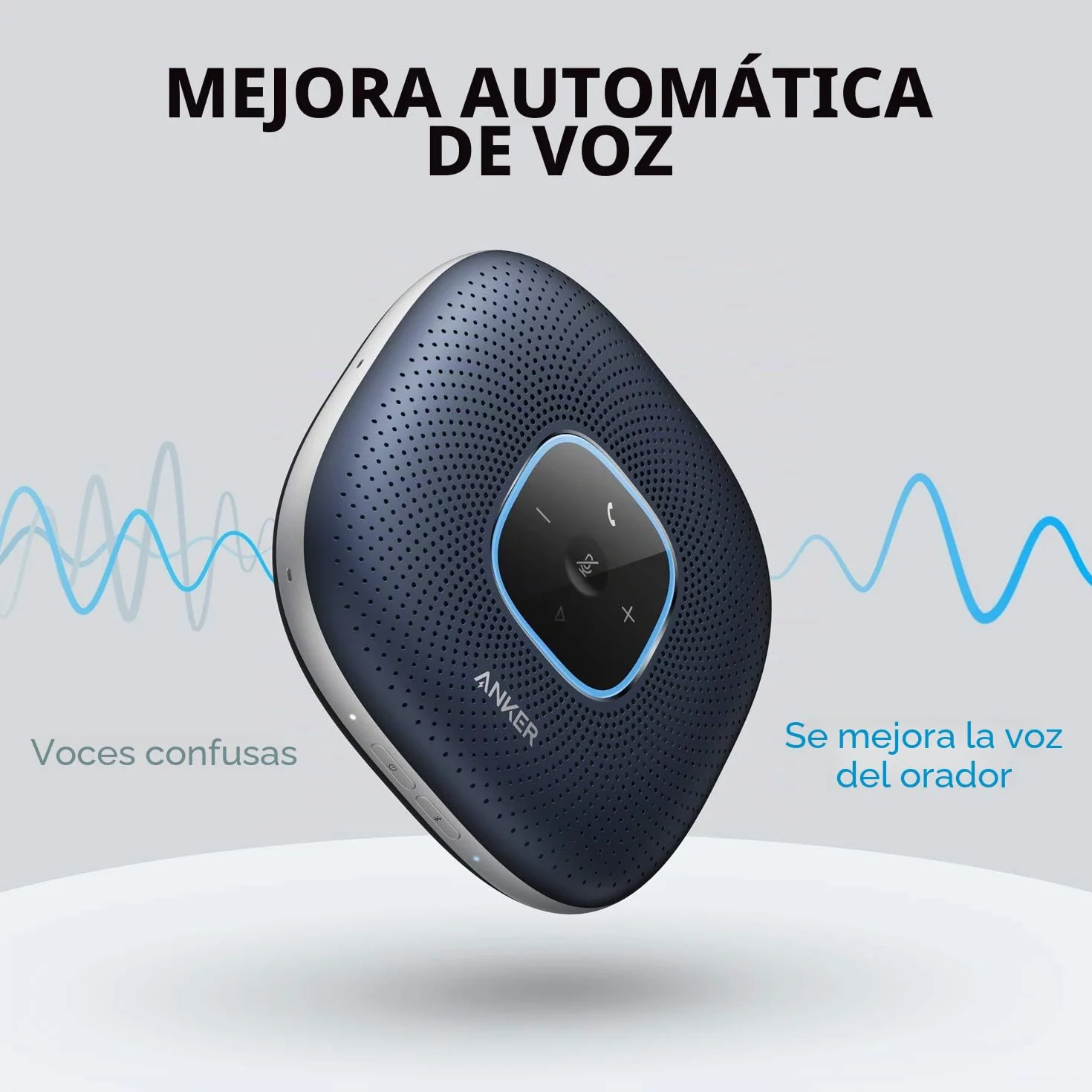 Anker PowerConf Altavoz Bluetooth Conferencias 6 Micrófonos Integrados Captación Voz Mejorada 24H Autonomía USB-C