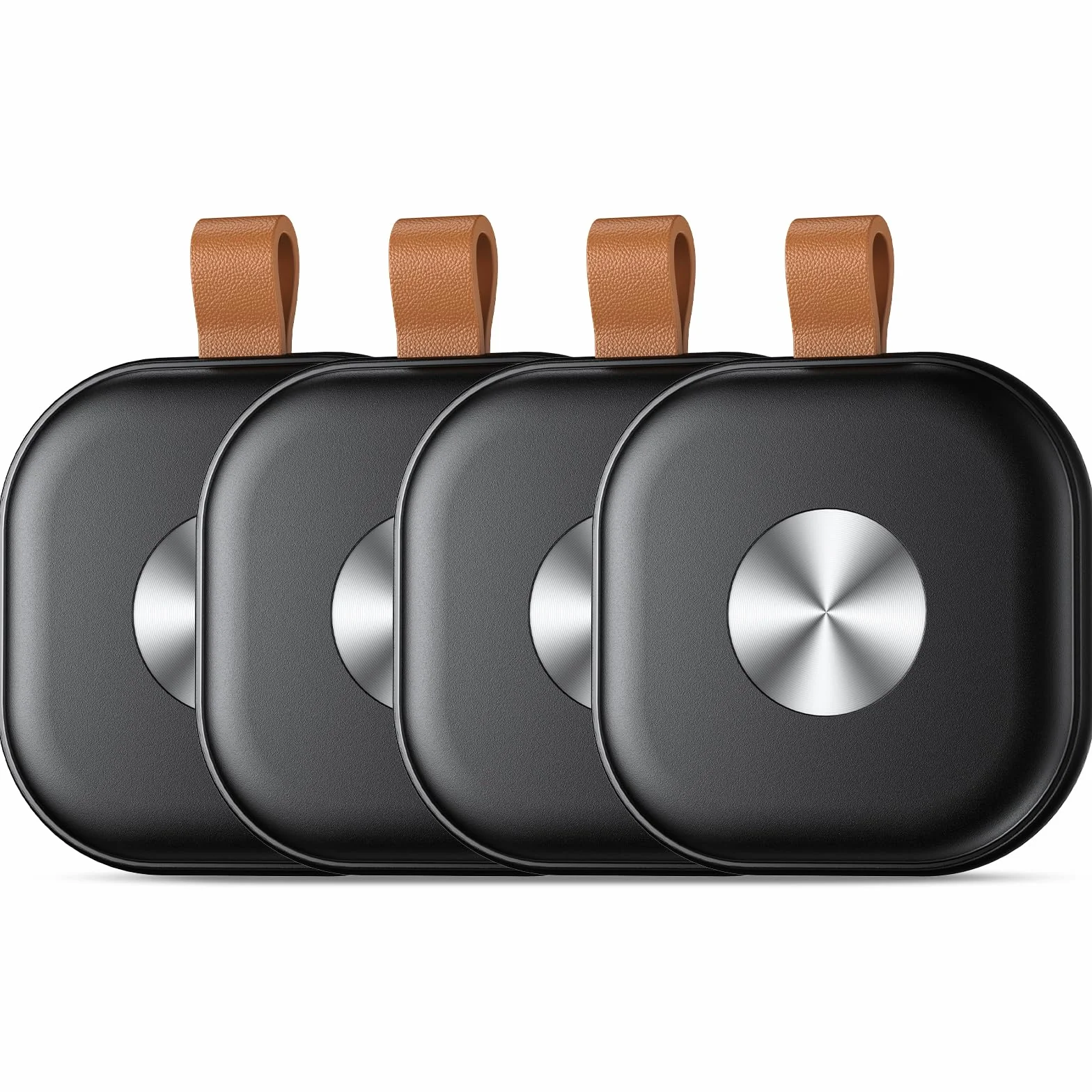 Smart Tracker Tag 4 Pack, Air Localizador Llaves Tag Bluetooth Funciona con Apple Buscar(Sólo iOS), Buscador de Llaves, Billetera y Equipaje, Batería Reemplazable (Negro)