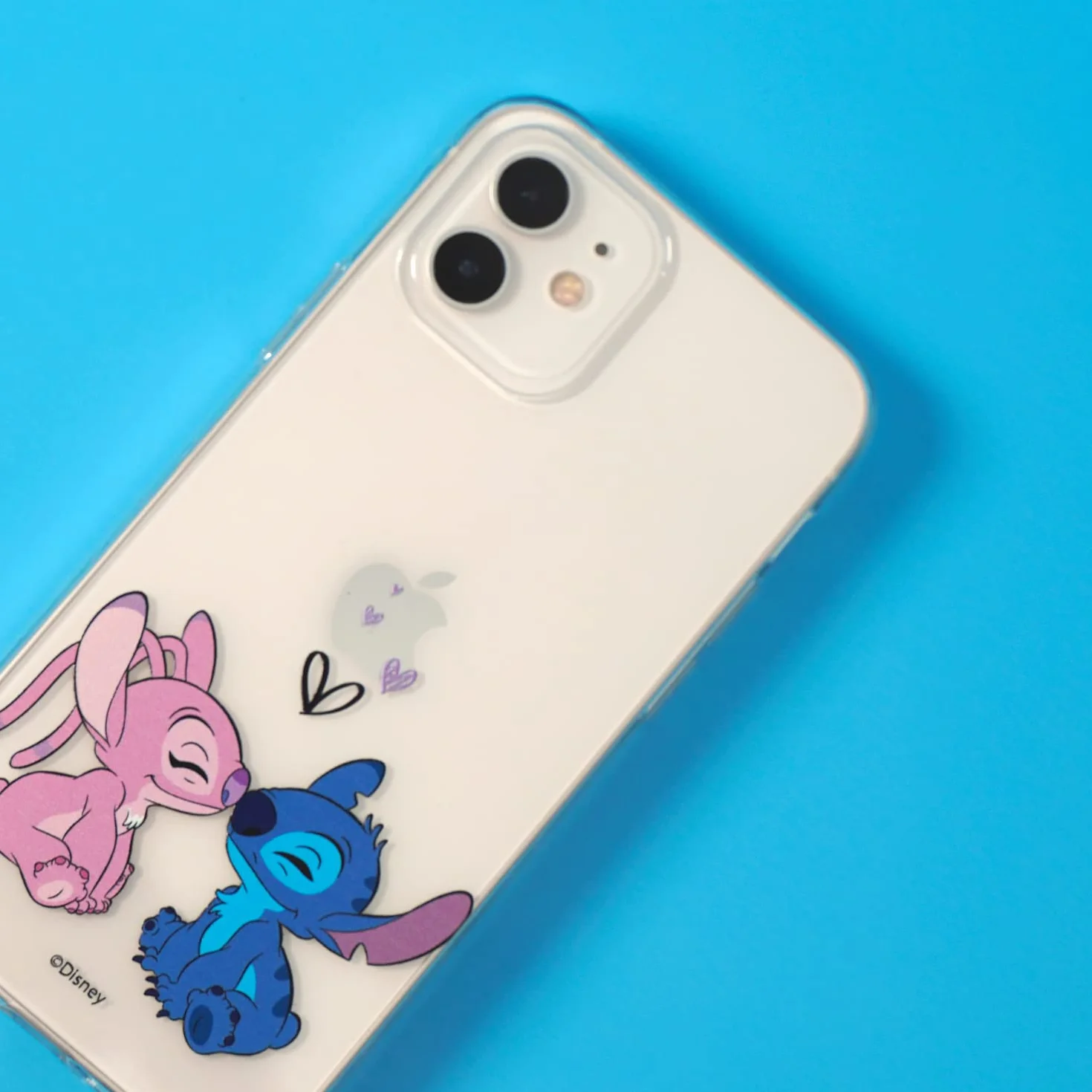 Funda para iPhone 13 Mini Oficial de Lilo & Stitch - Angel & Stitch Beso para Proteger tu móvil. Carcasa de Silicona Flexible con Licencia Oficial de Disney