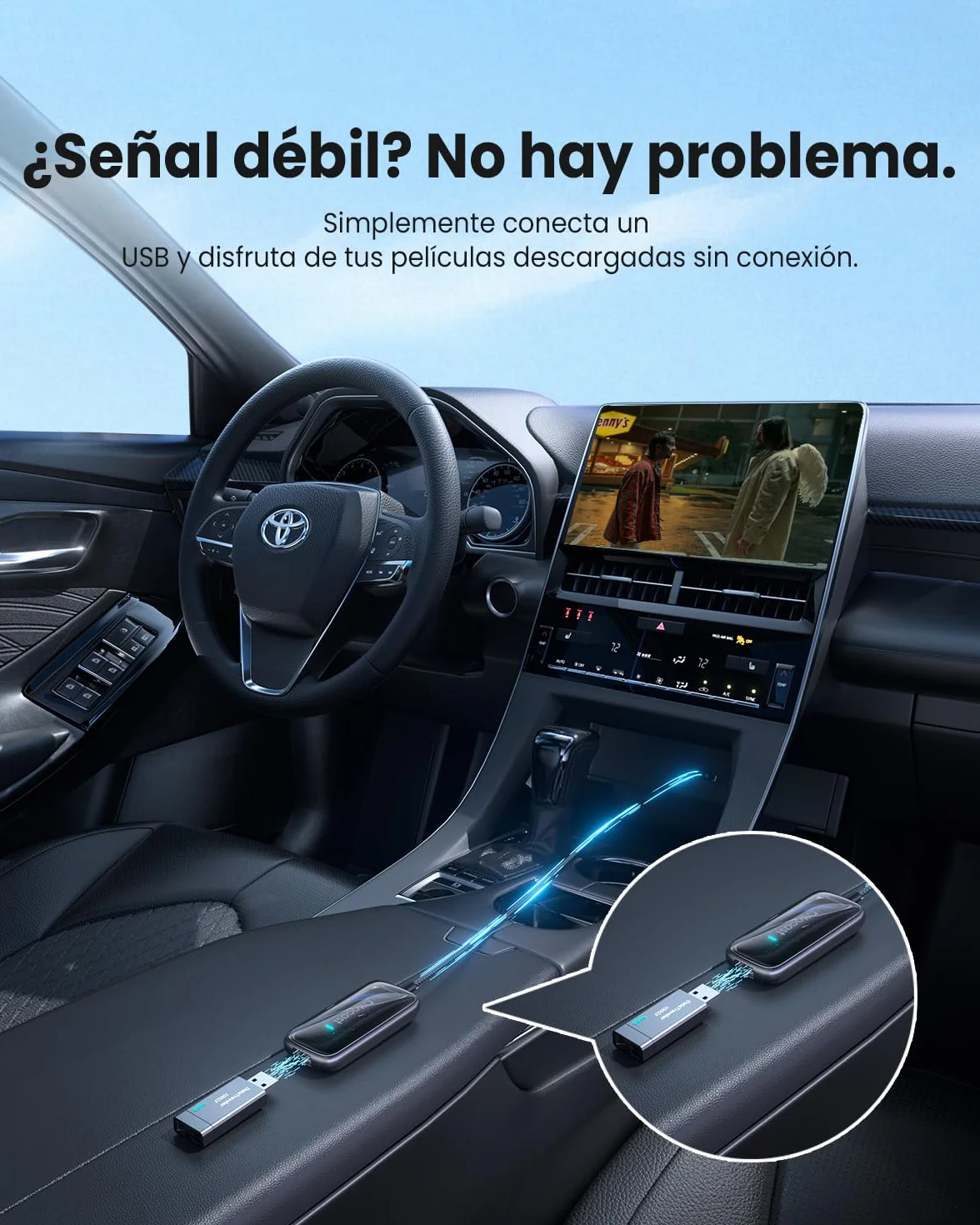 OTTOCAST Play2Video Ultra, 3 en 1 Caja AI para Netflix/Youtube/Prime Video, Adaptador CarPlay inalámbrico y Android Auto con USB, Wi-Fi Dual Band, Bluetooth 5.4, Baja Latencia, 4GB+32GB, Plug & Play