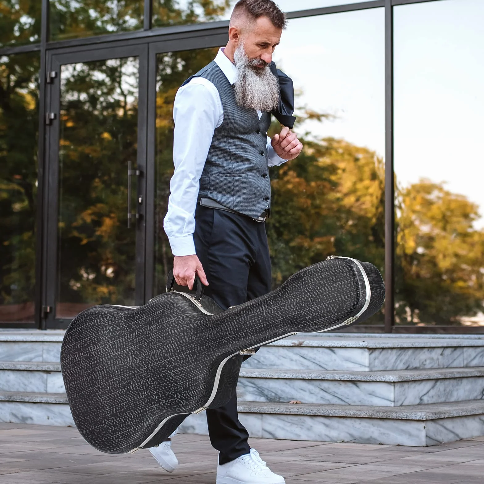CAHAYA Maleta para Guitarra acústica, Funda Negra de ABS Resistente al Agua, 1,5 cm de Grosor, Acolchado Adecuado para Guitarra de 41 Pulgadas