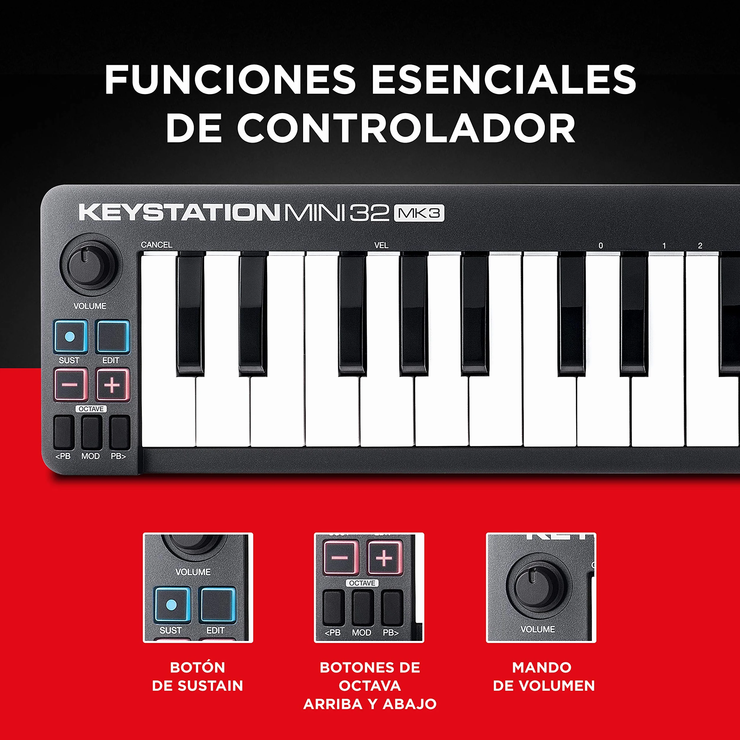 M-AUDIO Keystation Mini 32 MK3 Teclado Controlador MIDI USB de 32 Teclas, Ultra Portátil con Software Incluido
