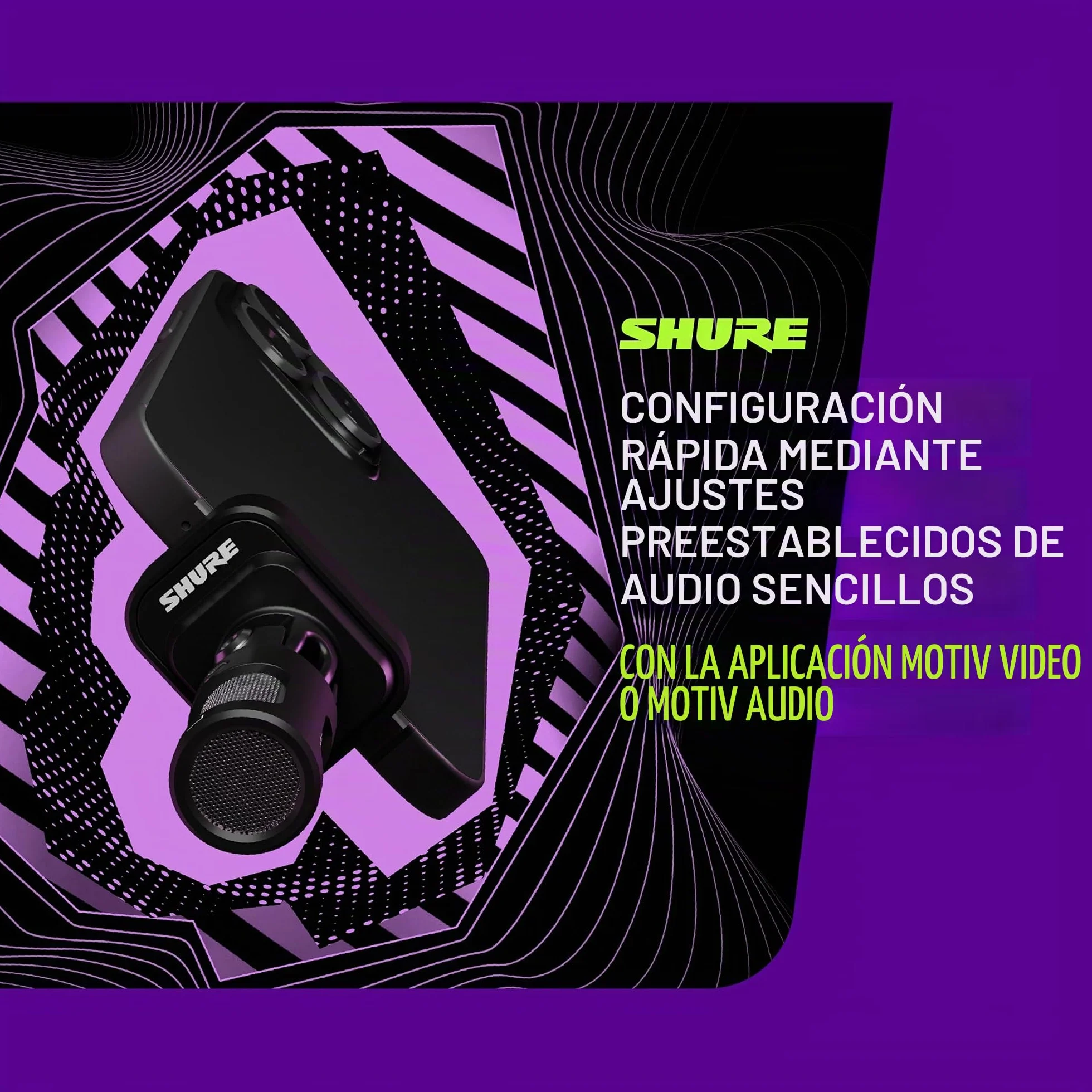 Shure MV88 USB-C Micrófono, para grabación y vlogging iPhone & Android, con Modo de Nivel automático, eliminación de Ruido en Tiempo Real y Cuatro Patrones Polares - Negro
