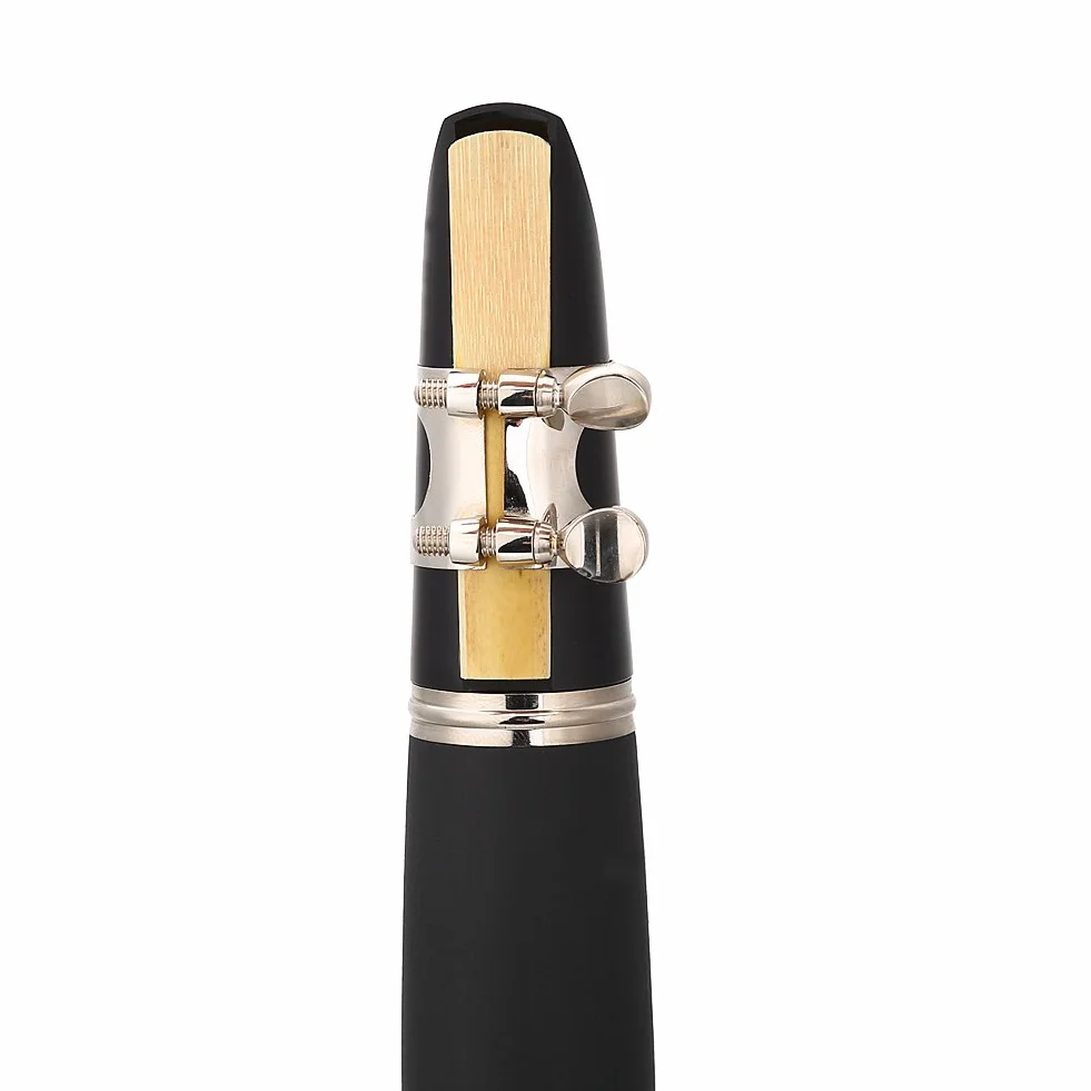 Clarinete Sib, 17 Teclas Clarinete Baquelita Tono B Descendente con Lengüetas Bolsa de Paño de Limpieza Instrumentos de Viento de Madera