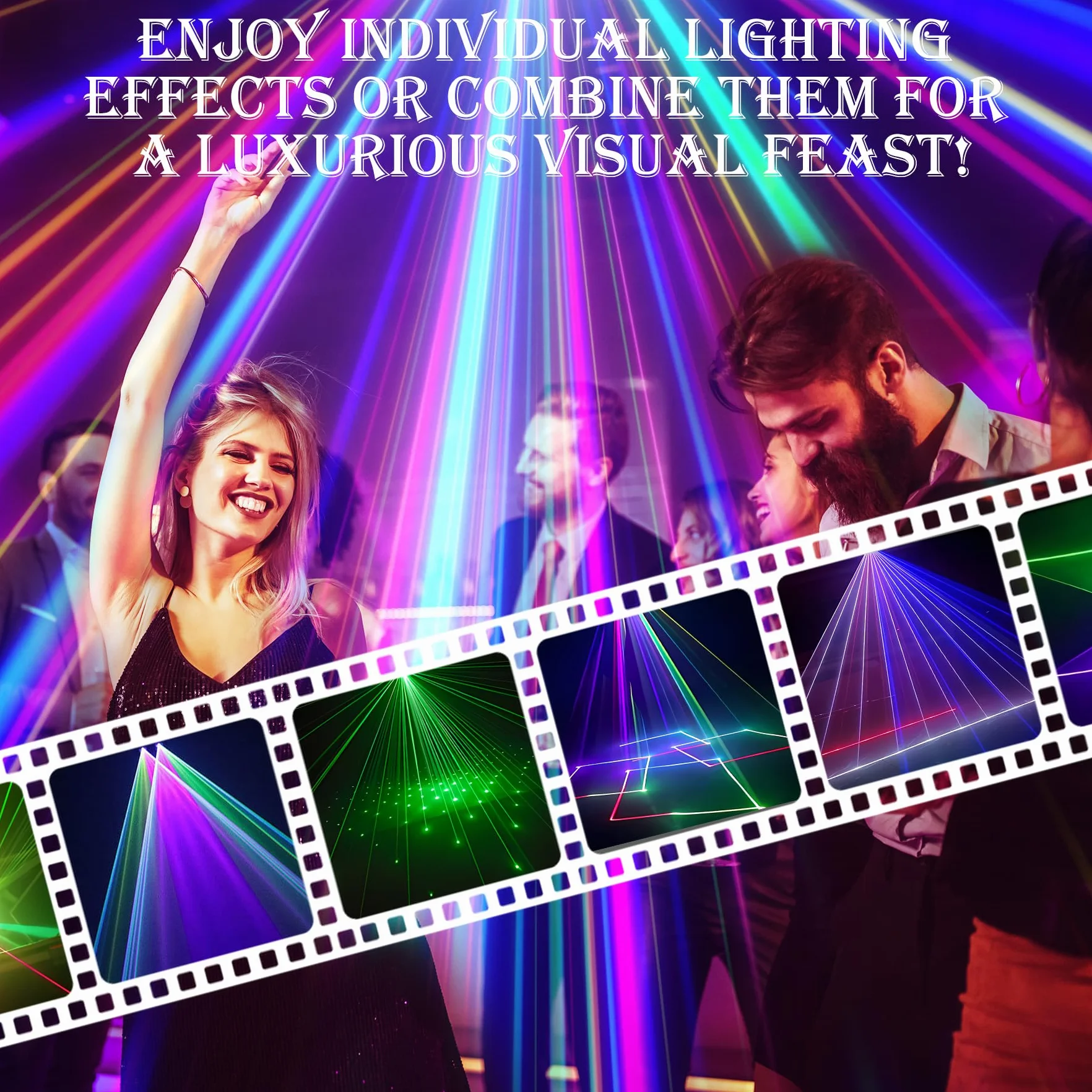 3D Animación Luces Discoteca, DJ RGB Luces Discoteca, DMX Sonido Activado Luces De Fiesta, Luces con Mando a Distancia, Luz Estroboscópica con Control Remoto para Fiesta Party Boda Escenario