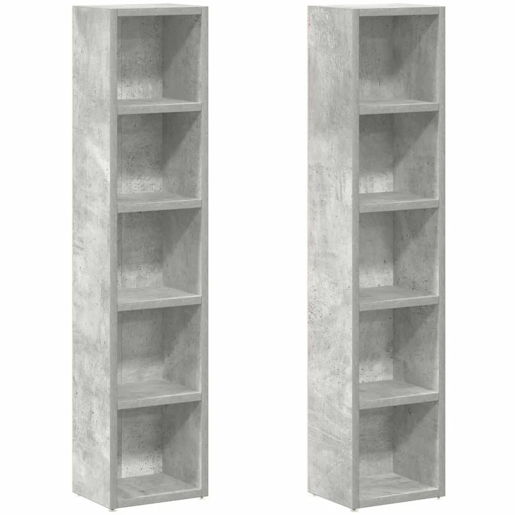 vidaXL 2X Estantería de CDs Armario Estante de Pie Almacenamiento Almacenaje Mueble Libros Práctico Decorativo Casa Hogar Gris Hormigón Contrachapada