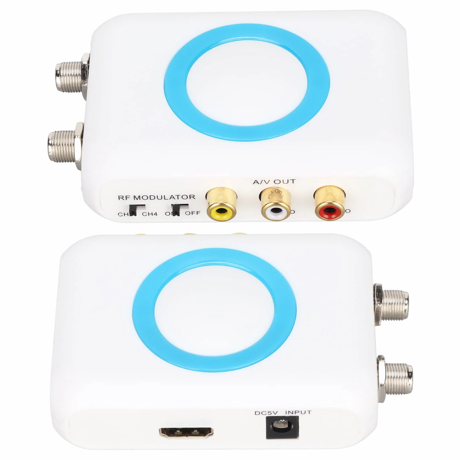 Dioche Adaptador Coaxial a Hdmi Adaptador Coaxial a Hdmi para TV Abs Hdm66 Modulador HD Compatible con Salida de Formato PAL Ntsc Modulador a RF para Reemplazo de TV en Casa