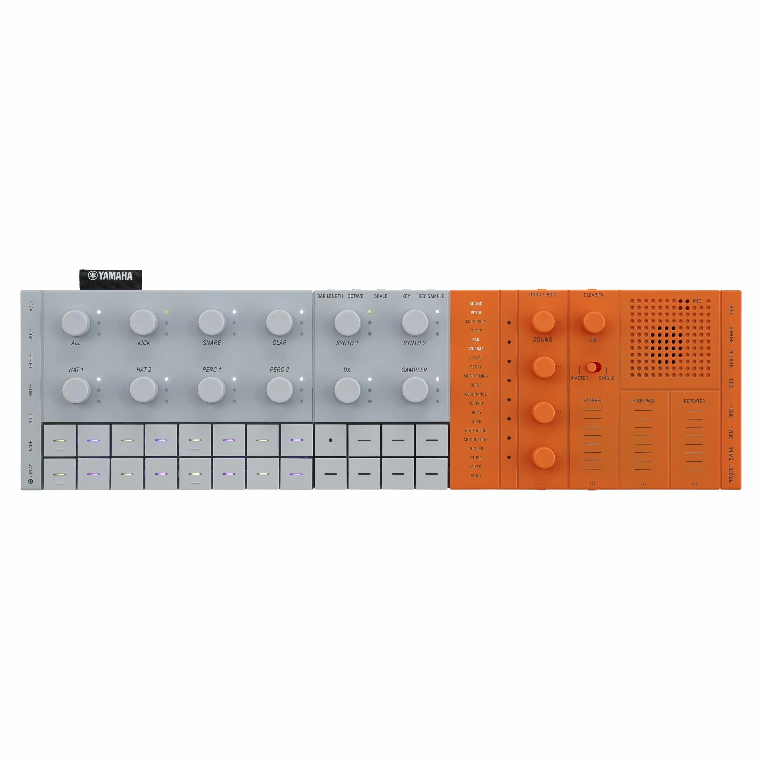 Yamaha SEQTRAK Mobile Music Ideastation – Estudio de Producción Musical Todo-en-Uno con Motores de Sonido Duales, Muestreo Integrado, Altavoz Incorporado y Batería Recargable – Naranja