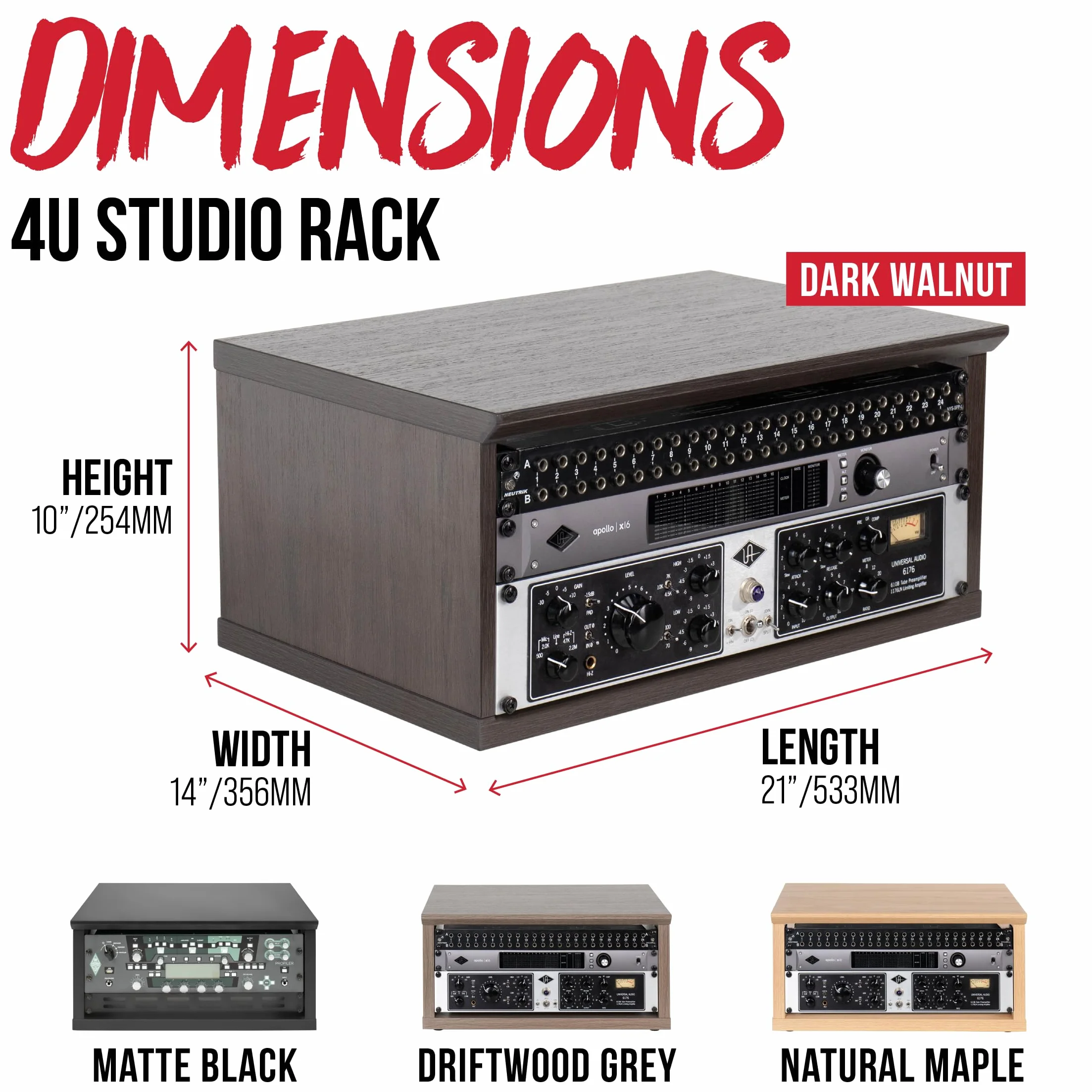 Gator Frameworks Elite Furniture Series 4U - Estante de Escritorio de Madera con Acabado Negro (GFW-ELITERK-4U-BLK)