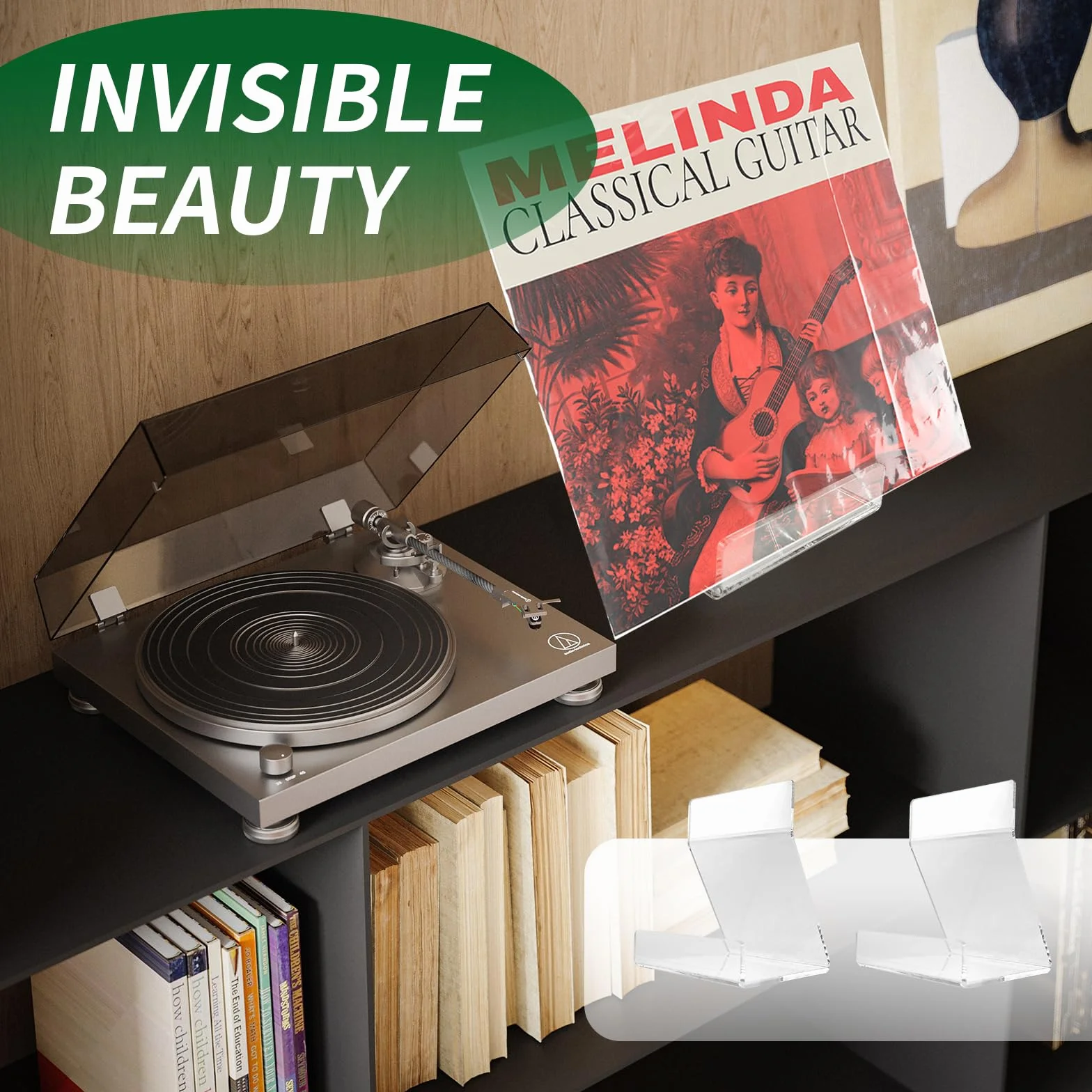 Soporte Vinilos, Acrílico Expositor Discos Vinilo, Vertical Estanterias para CD, Soporte Discos Vinilo Adecuado para Discos, Libros, Marcos de Fotos, Pastas de Té