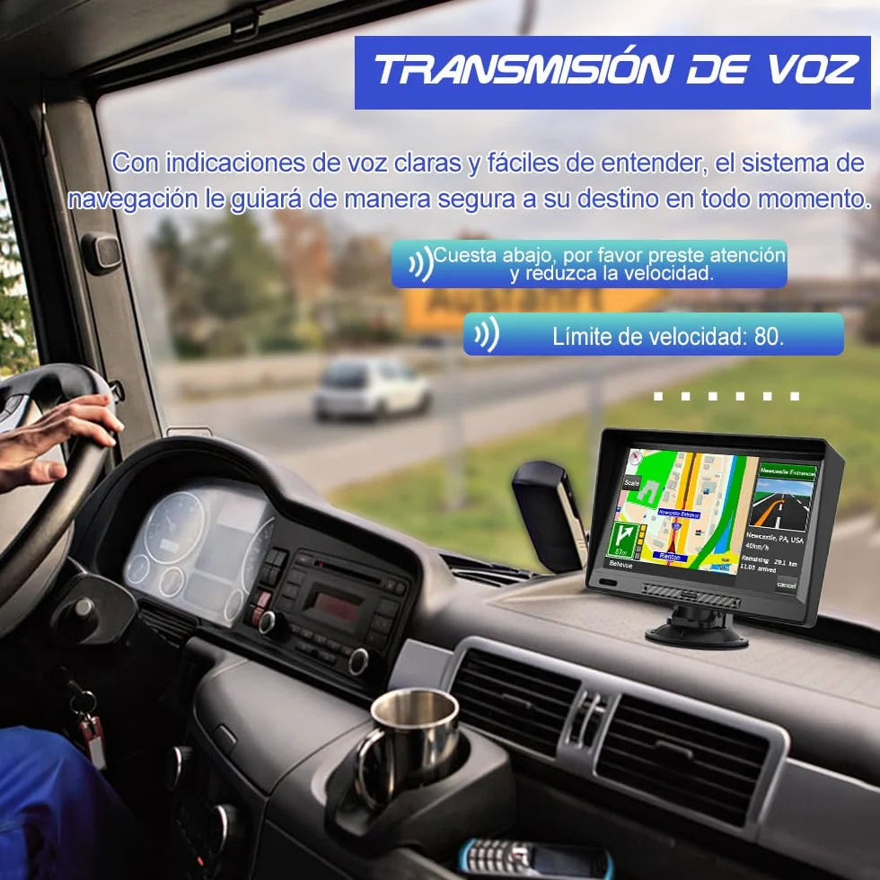 Navegador GPS Bluetooth 9 Pulgadas con Visera y Mapas Europa de por Vida para Camiones y Coches