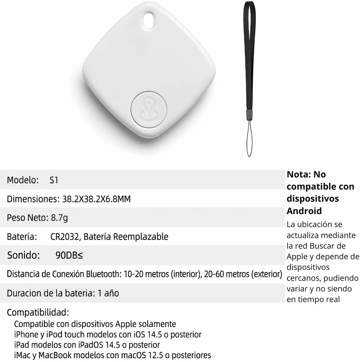 Pack 4 Air Smart Tag Apple Solo iOS Rastreador GPS Mini Bluetooth Localizador iPhone Tracker