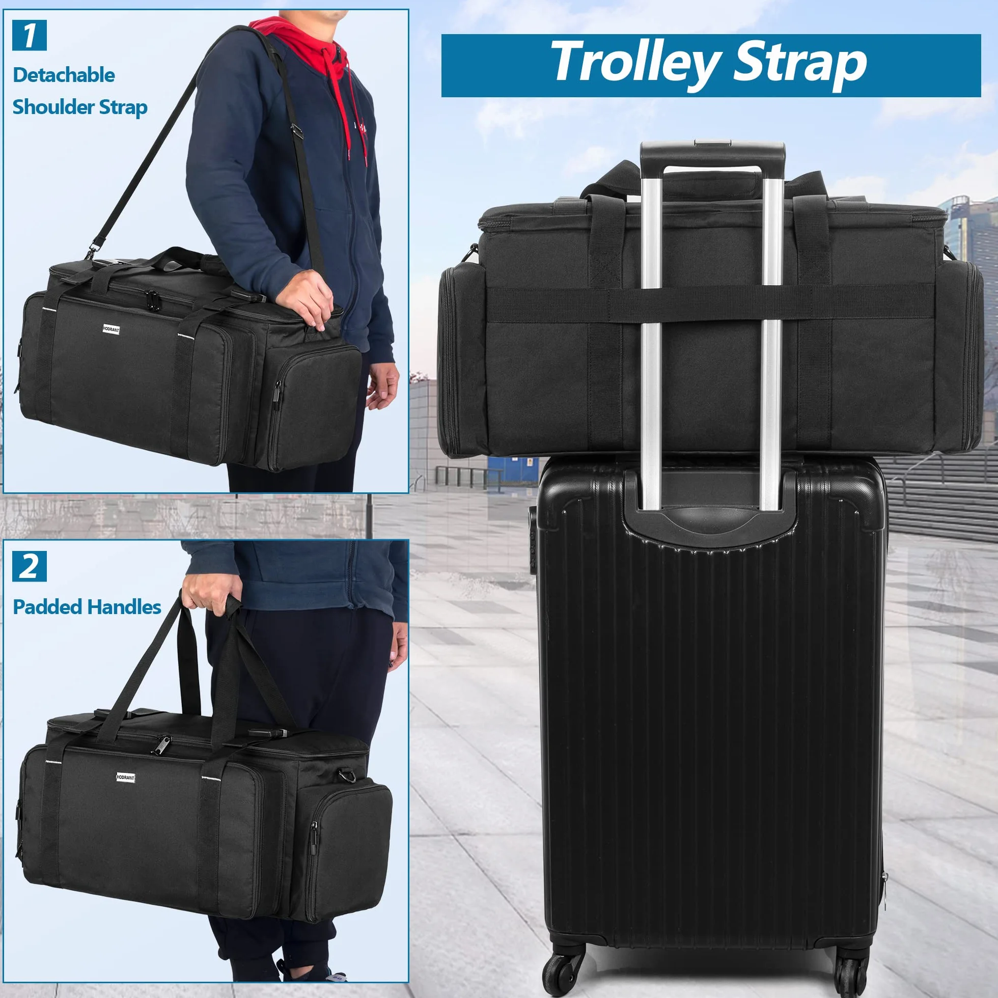 HODRANT Bolsa para Cables DJ Gig, Estuche para Cable DJ Grande con Fondo Acolchado Resistente y Divisores, Organizador de Almacenamiento de Equipo de DJ de Viaje para Instrumento Musical, Solo Bolsa