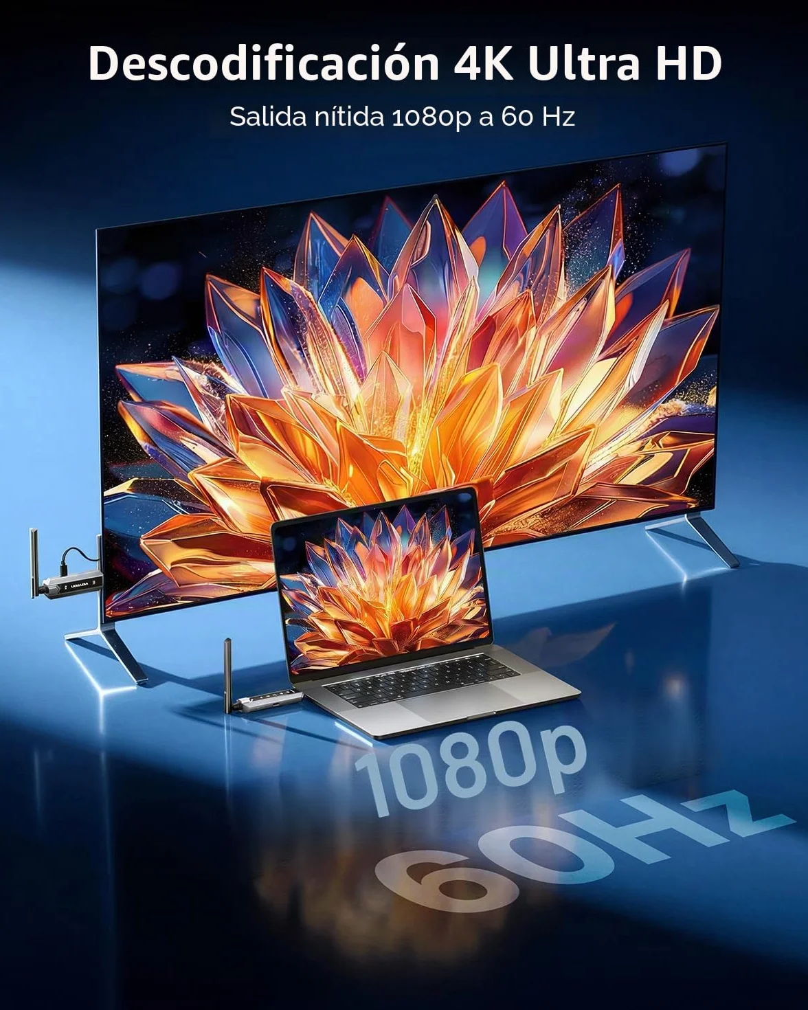 VENTION Transmisor y Receptor HDMI Inalámbrico 656FT con Pantalla LED y Control térmico, hasta 6 RXs, Plug & Play extiende señal 4K Desde PC/proyector/TV Box(1TX+2RX)